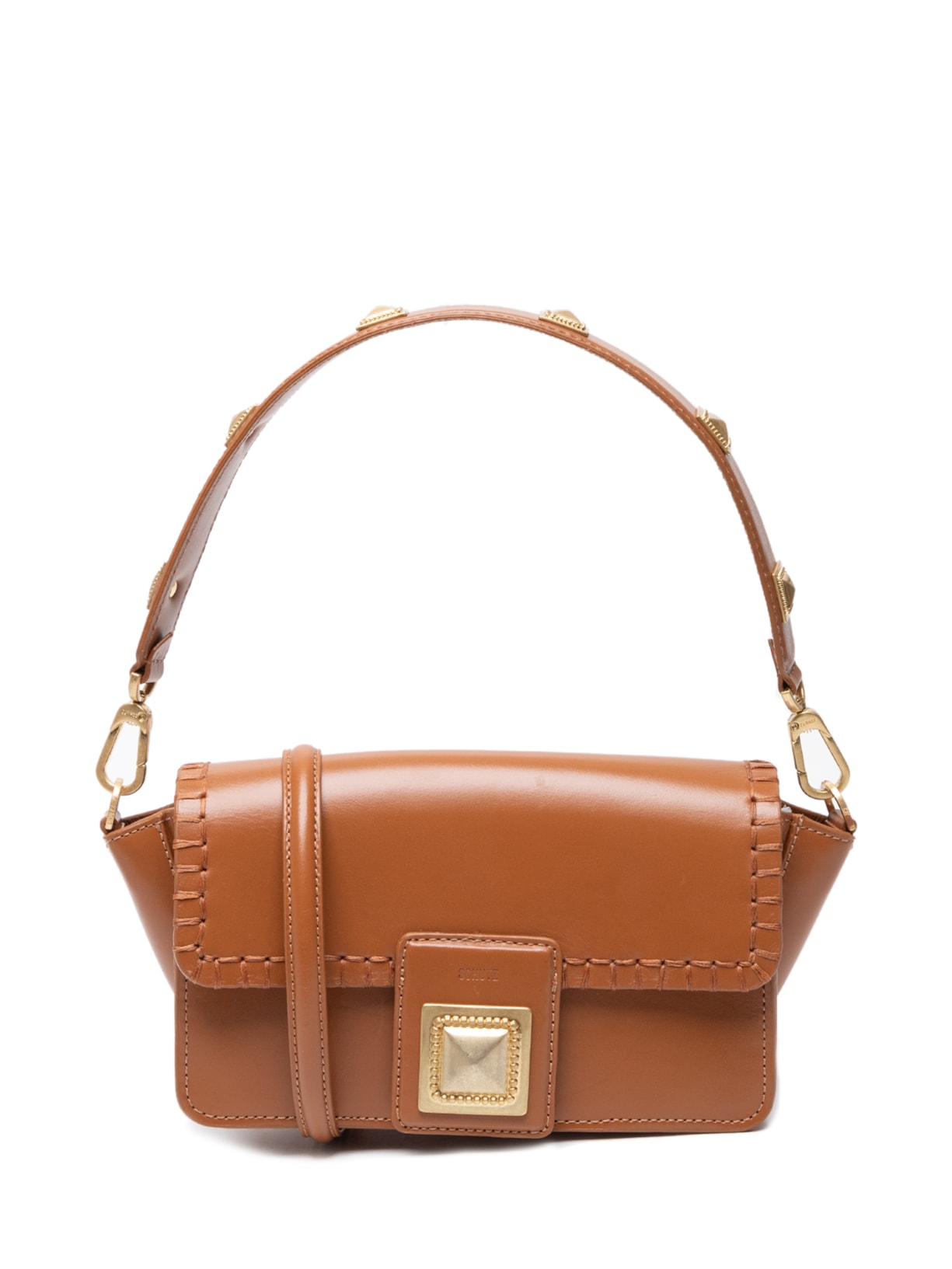 Bolsa Feminina Shoulder Couro Triângulos - Marrom
