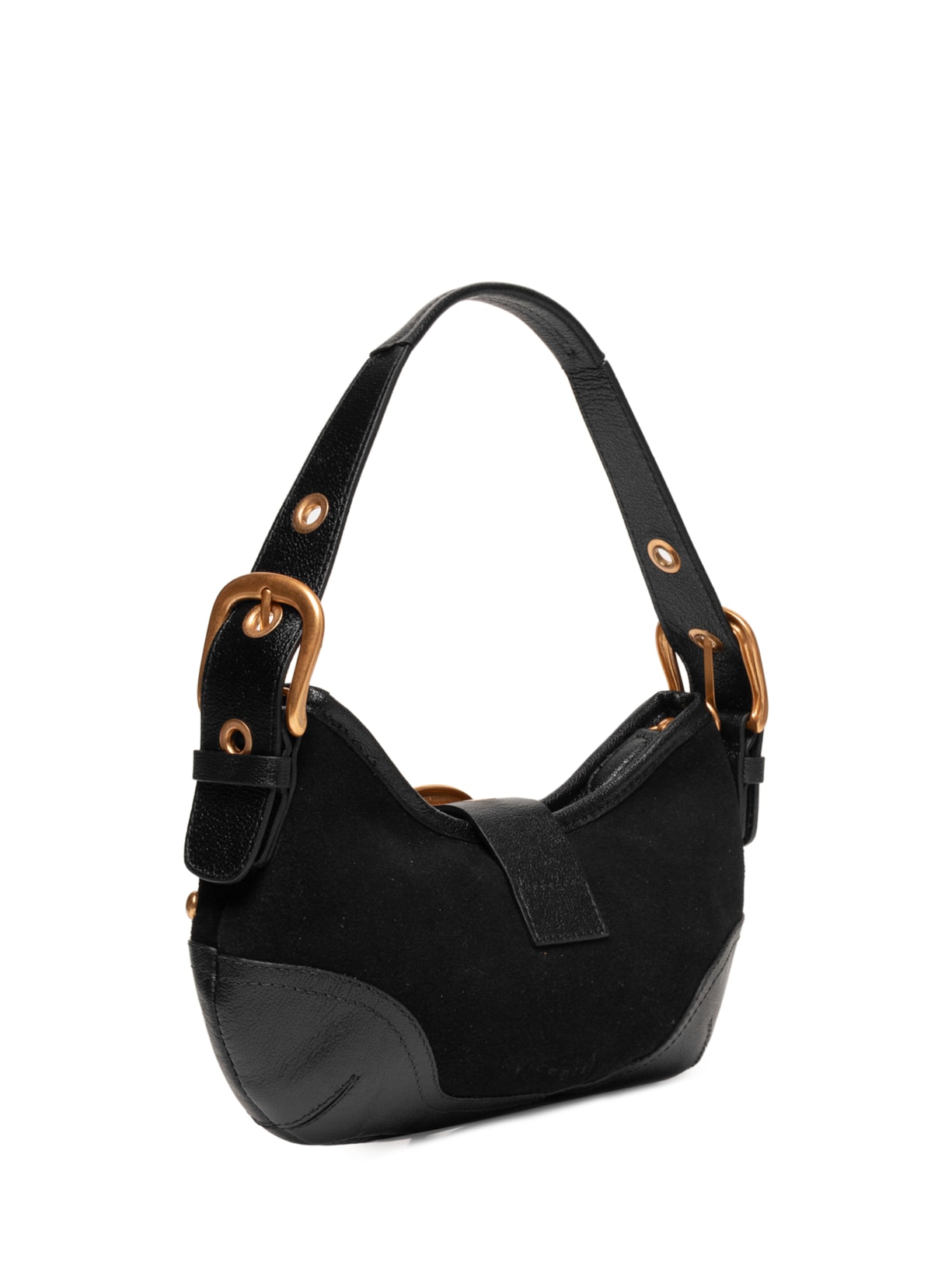 Bolsa Feminina Shoulder Jamie Média Camurça Preto Vicenza
