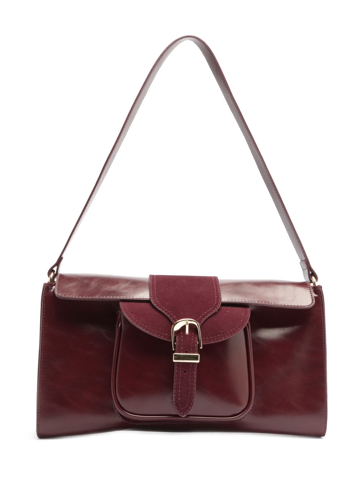 Bolsa Feminina Shoulder Média Bolso Camurça - Vermelho