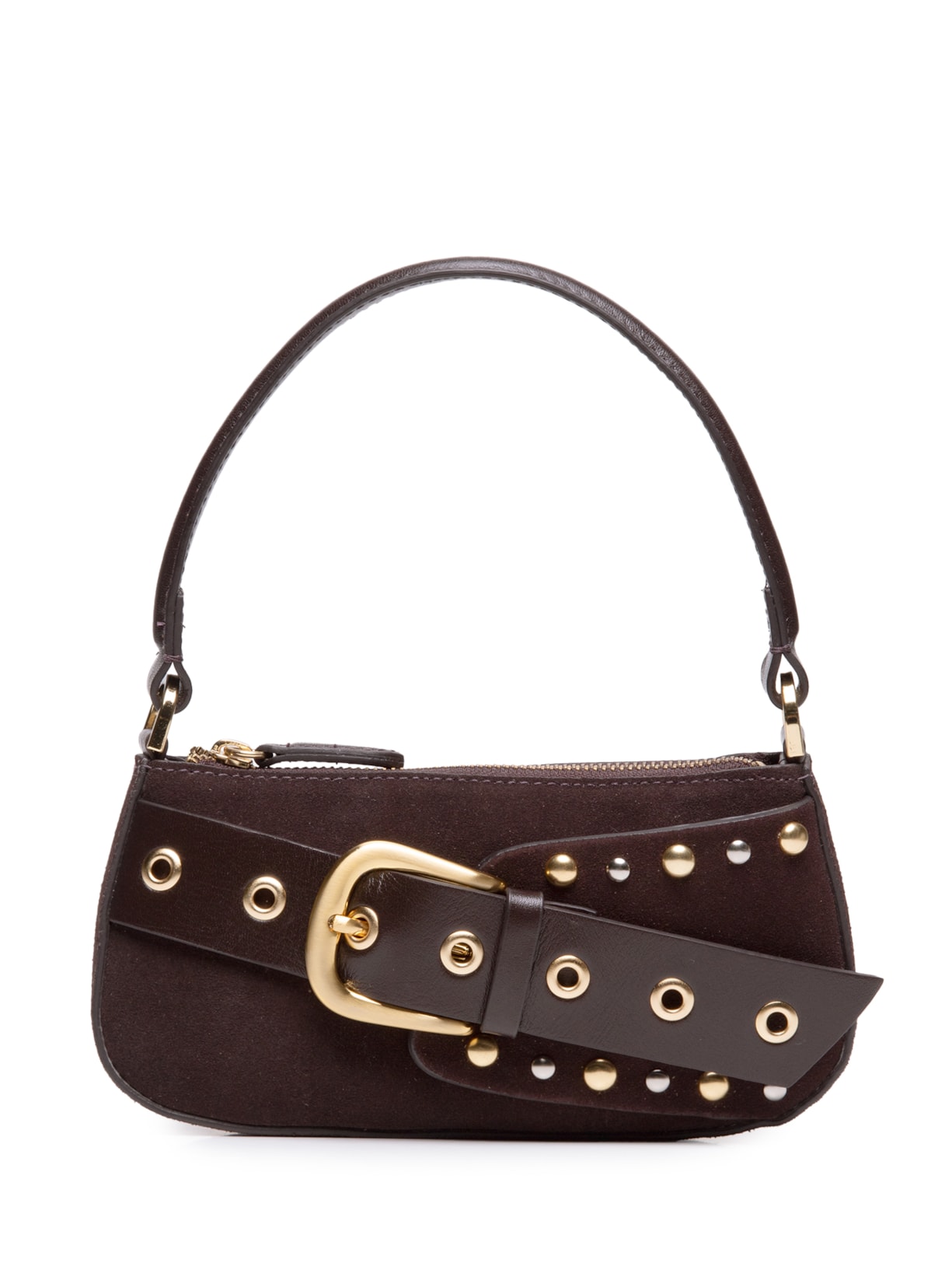 Bolsa Feminina Shoulder Thaila Pequena Camurça - Marrom