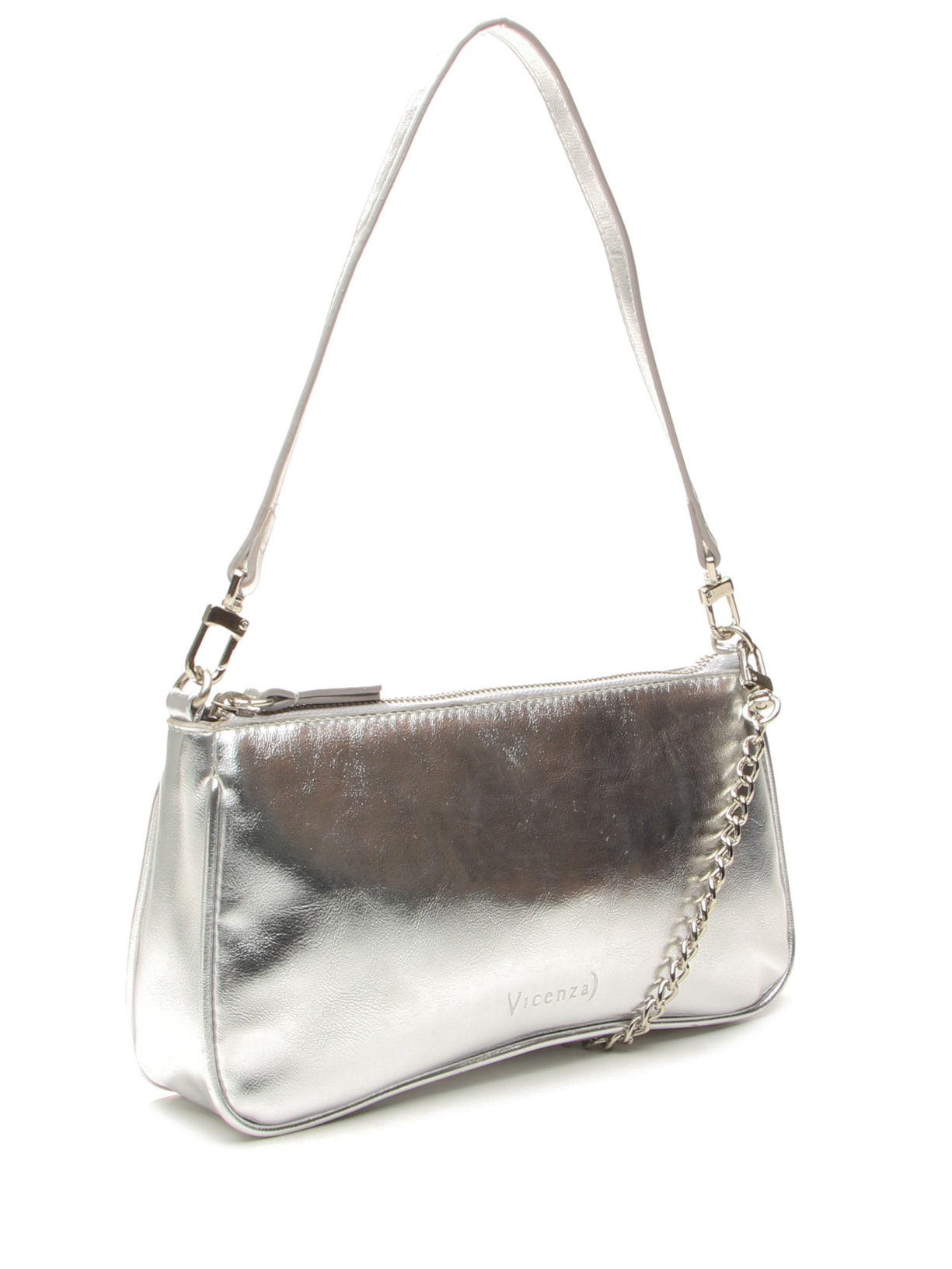 Bolsa Feminina Sintética Napa Iron Other Prateado Vicenza