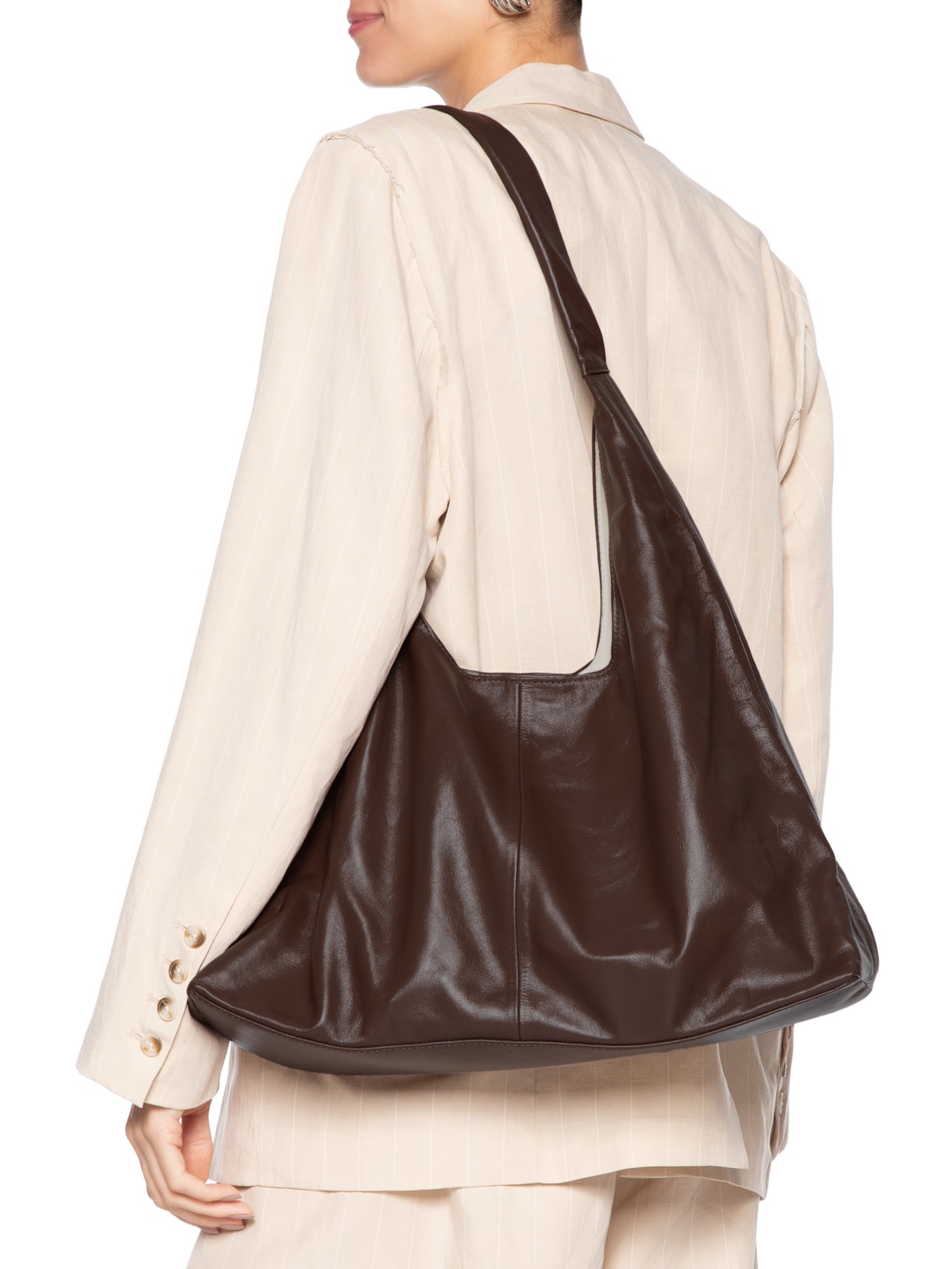 Bolsa Feminina Slouchy Bag Em Couro Marrom Market 33