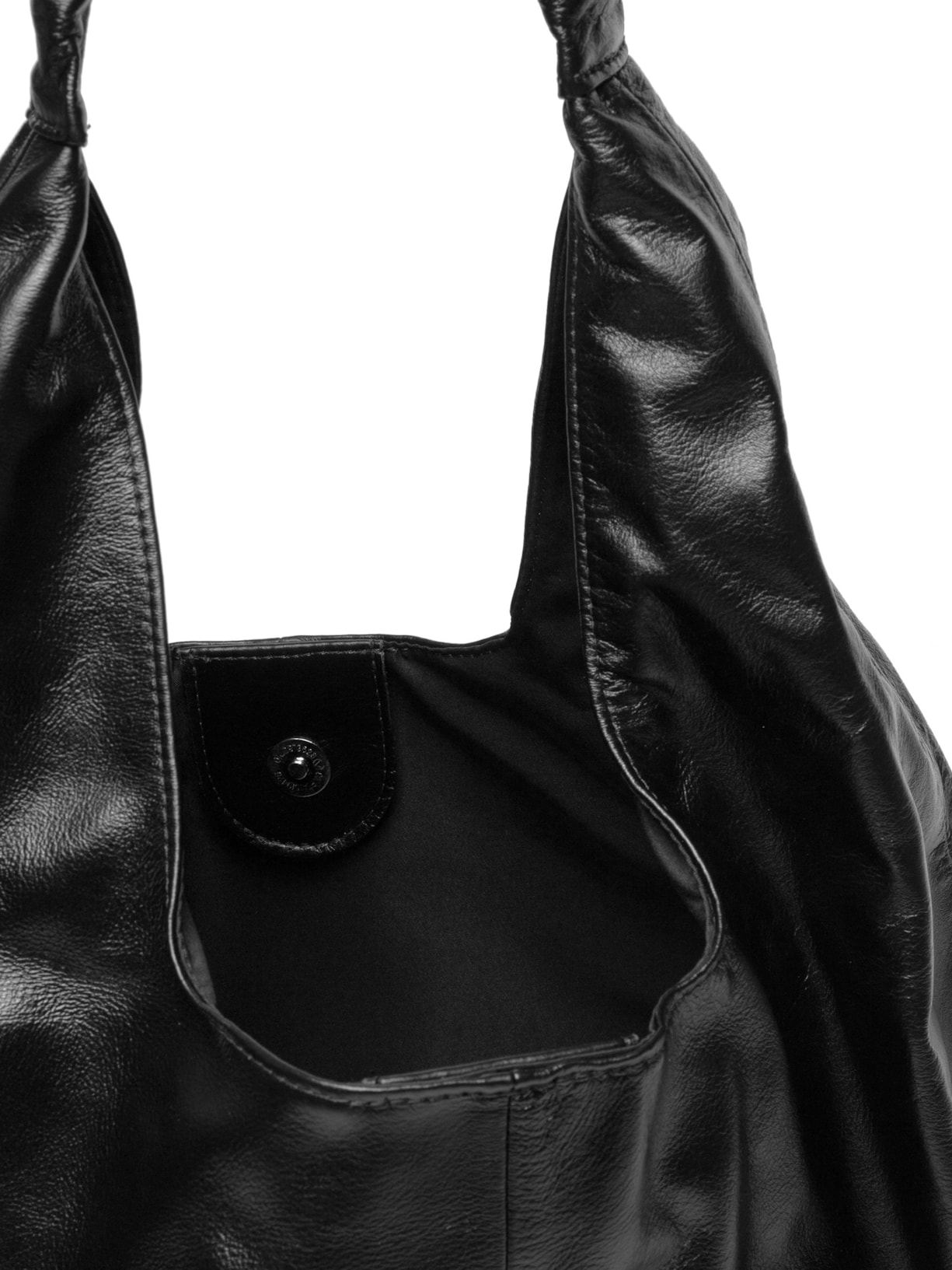 Bolsa Feminina Slouchy Bag Em Couro Preto Market 33