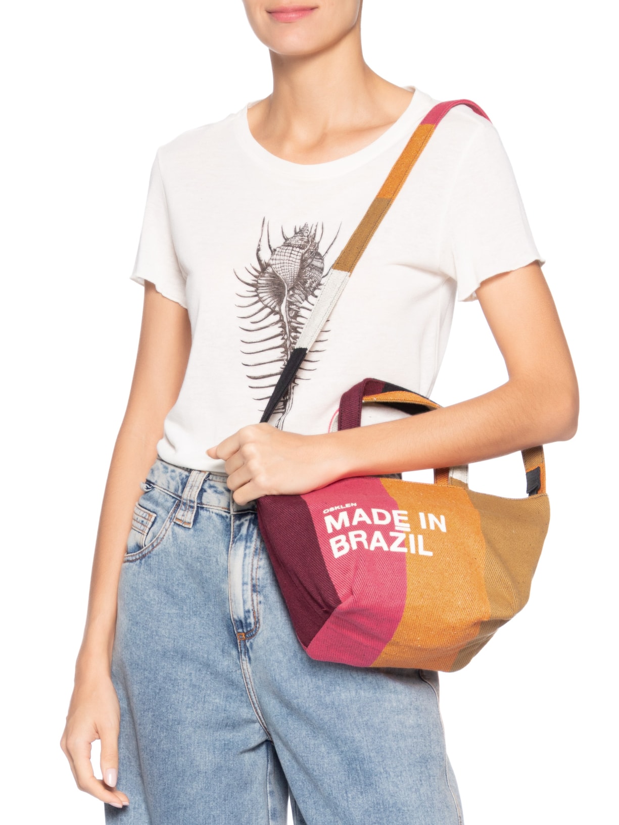 Bolsa Feminina Small Stripes Color Marrom Osklen