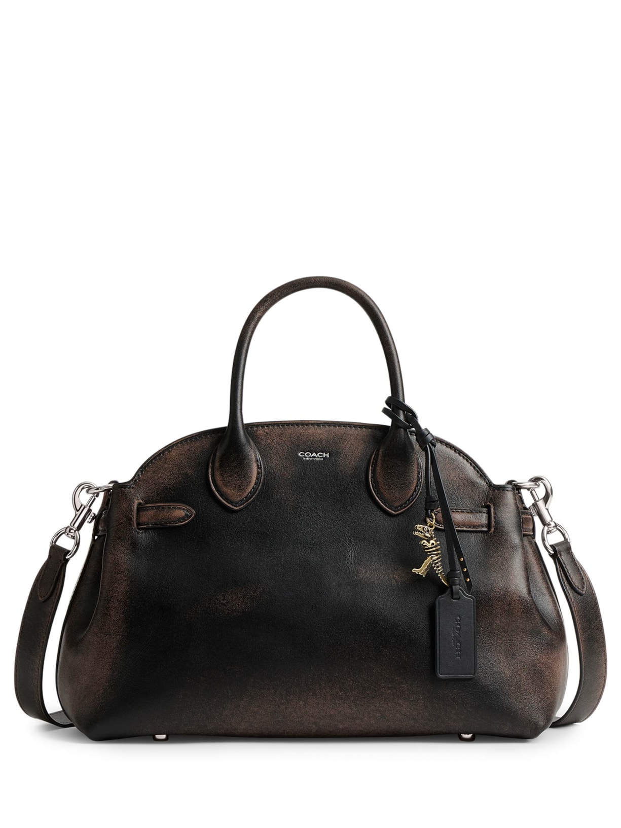 Bolsa Feminina Soft Empire Carryall 28 Loved Leather Preto Coach