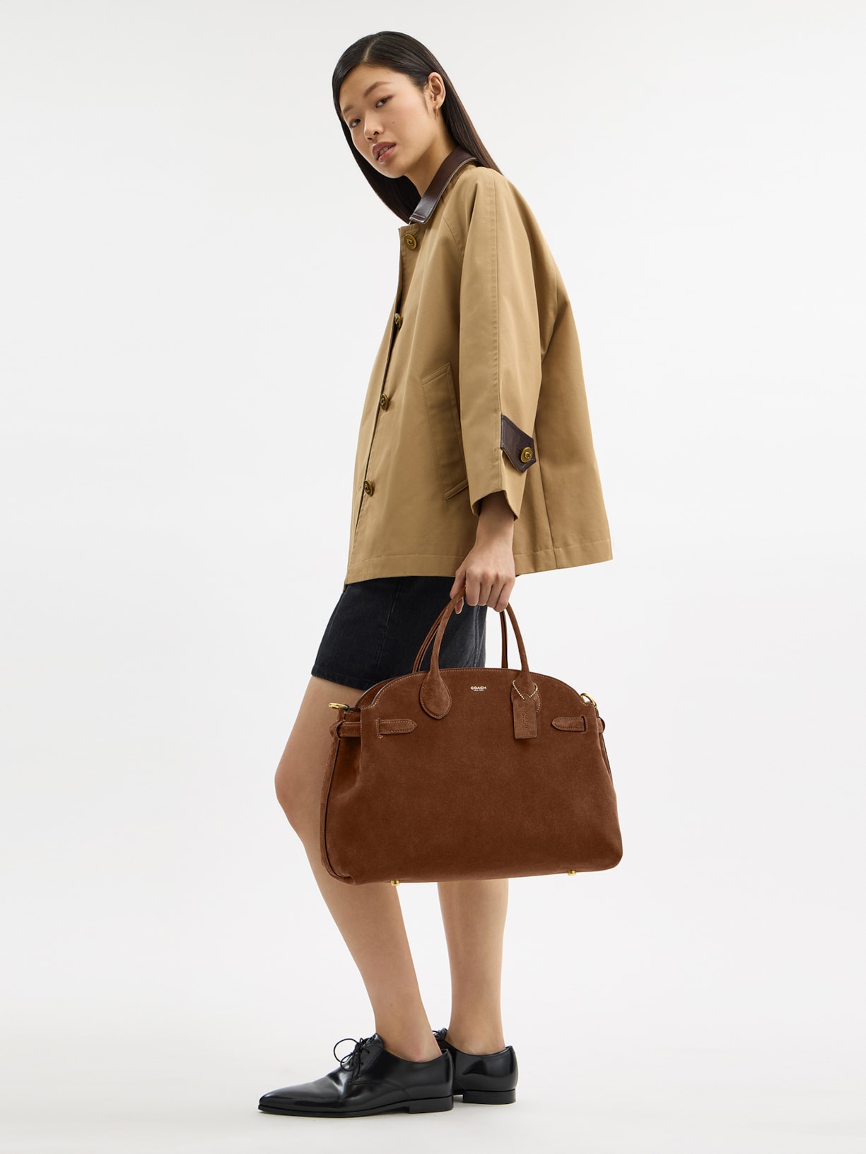 Bolsa Feminina Soft Empire Carryall 40 Suede WA Marrom Coach