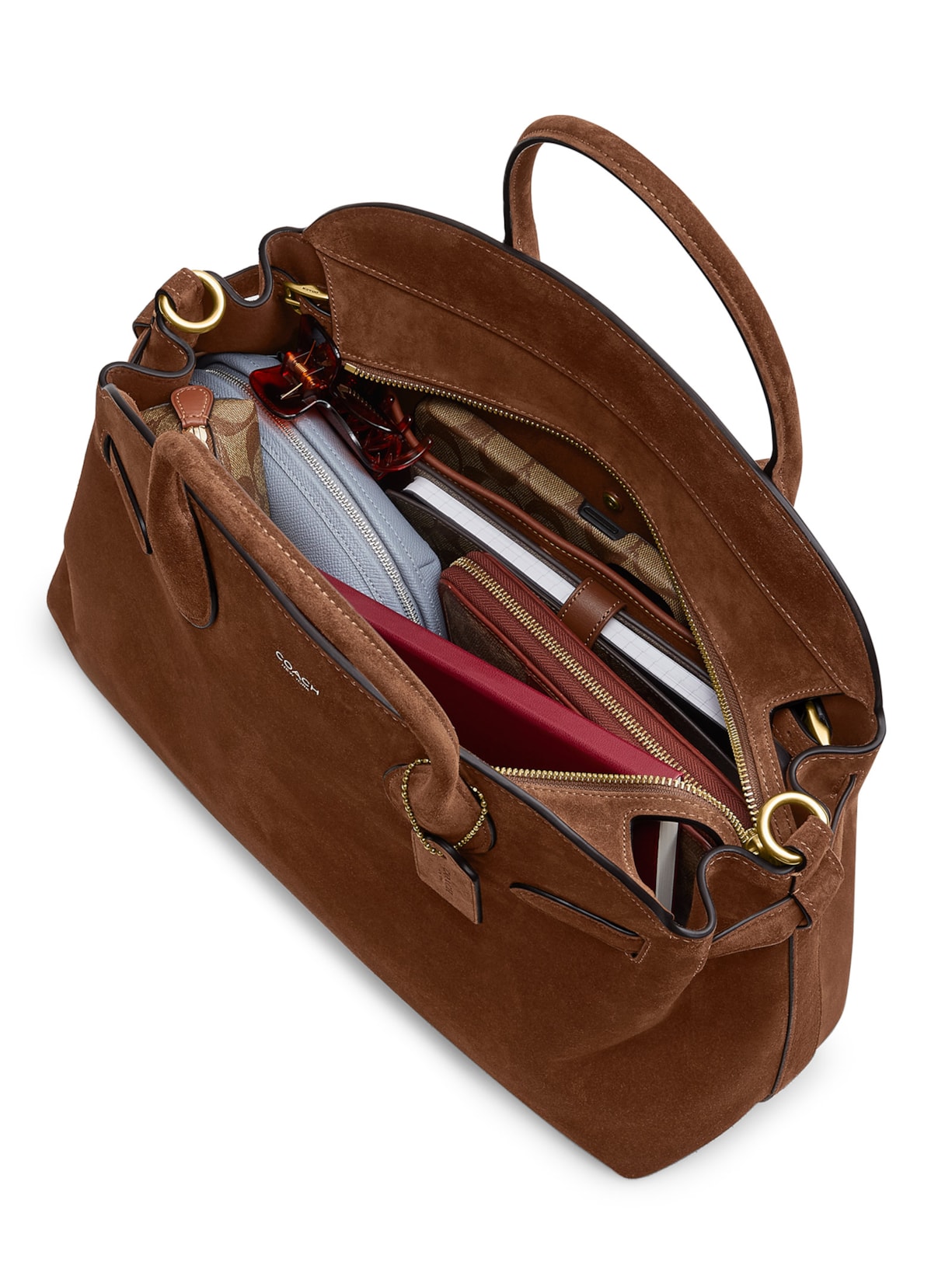 Bolsa Feminina Soft Empire Carryall 40 Suede WA Marrom Coach