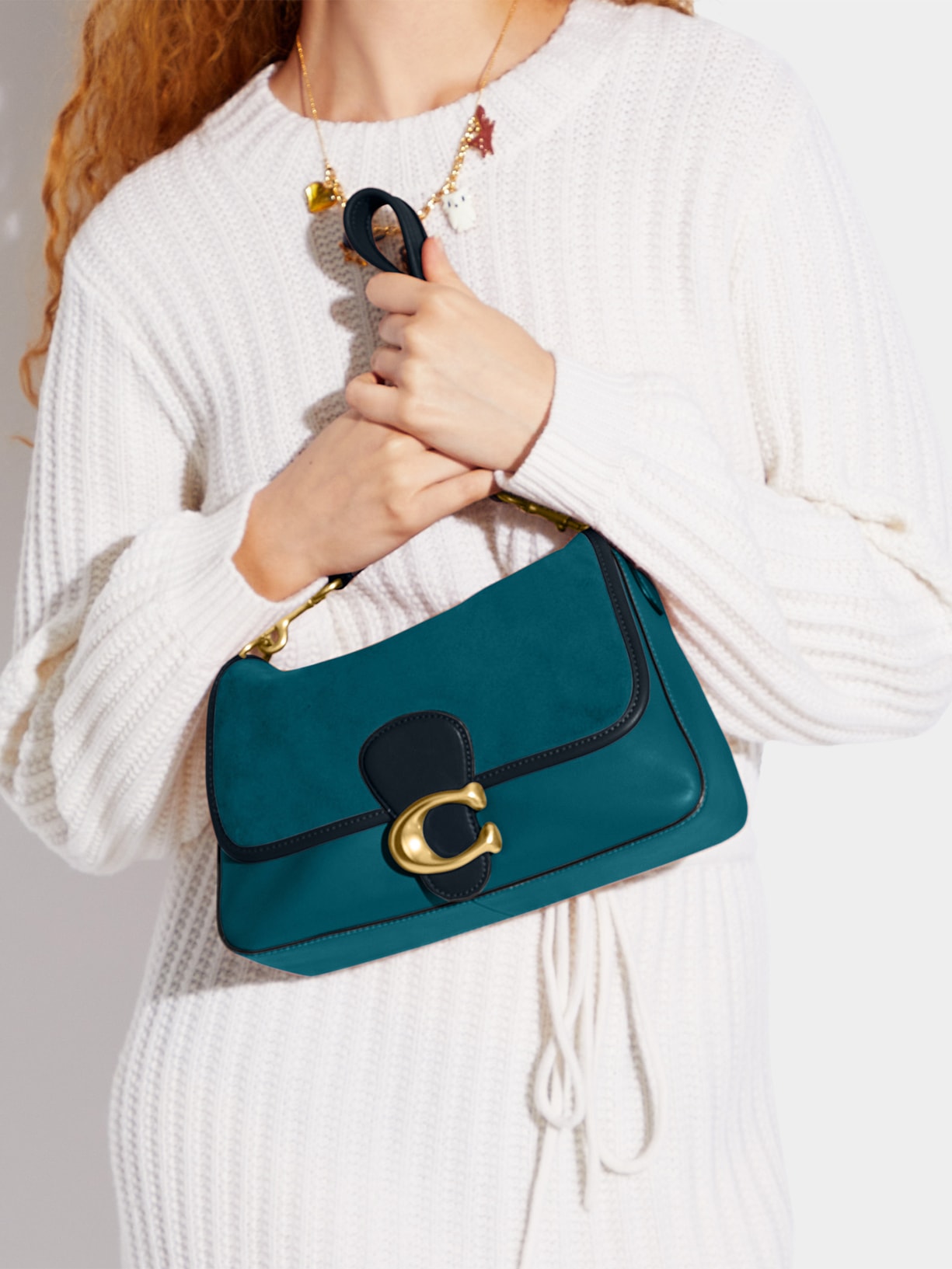 Bolsa Feminina Soft Tabby Shouder In Colorblock Verde  Coach