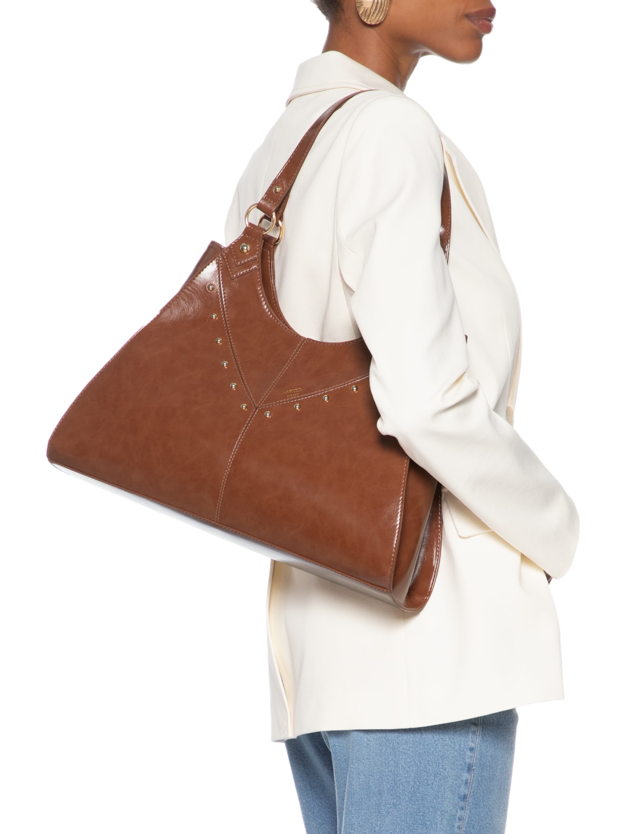 Bolsa Feminina Tachas Metálicas Marrom Arezzo