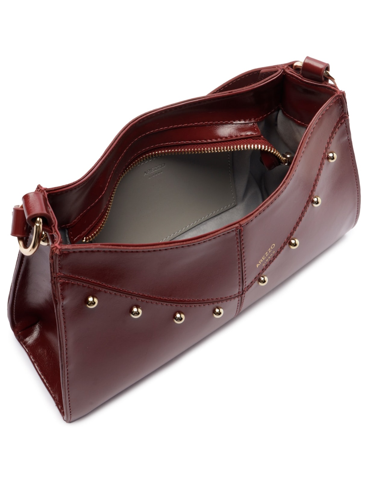 Bolsa Feminina Tachas Metálicas Vinho Arezzo