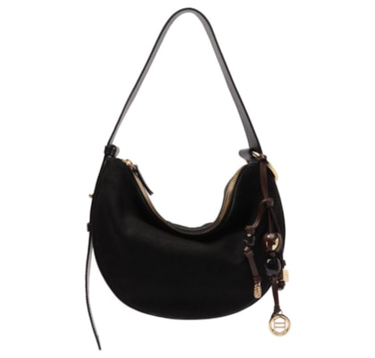 Bolsa Feminina Tiracolo Acamurçada Média Bag Charm - Preto