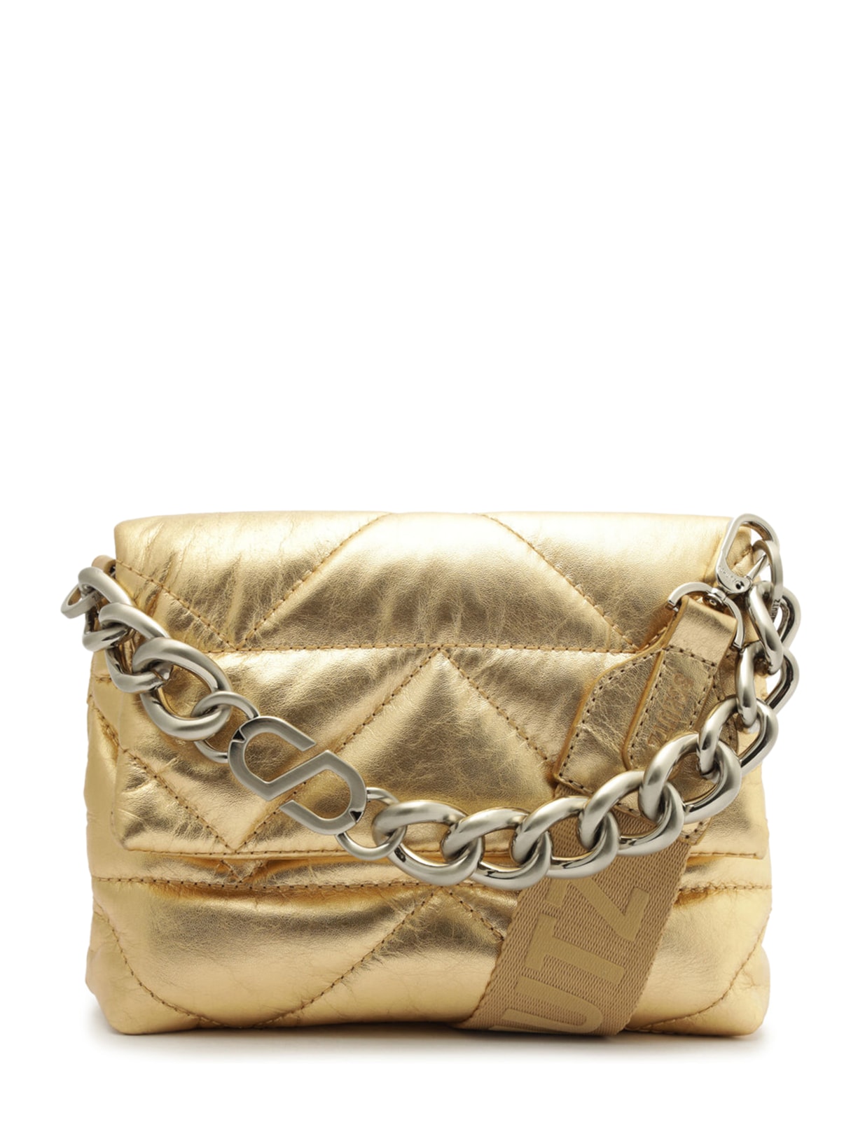 Bolsa Feminina Tiracolo Barbara Couro Corrente - Dourado
