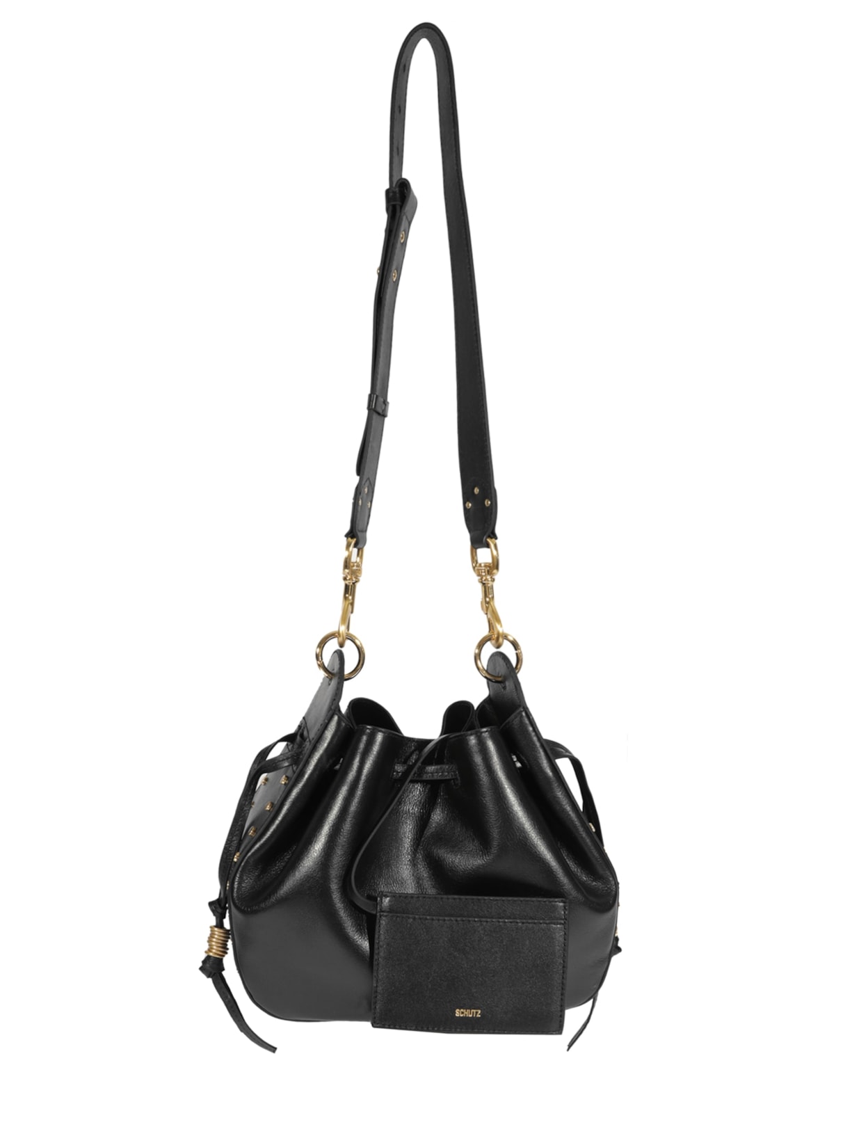 Bolsa Feminina Tiracolo Bucket Hazel Couro  Preta Schutz