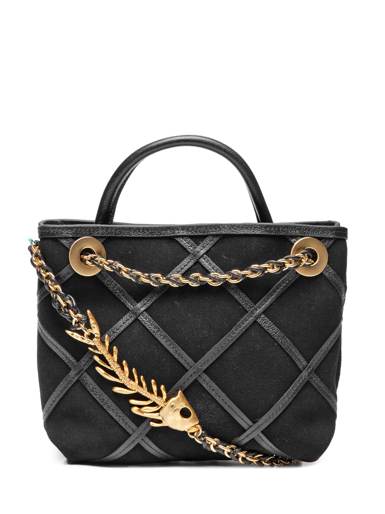 Bolsa Feminina Tiracolo Camurcina Pequena Metal - Preto