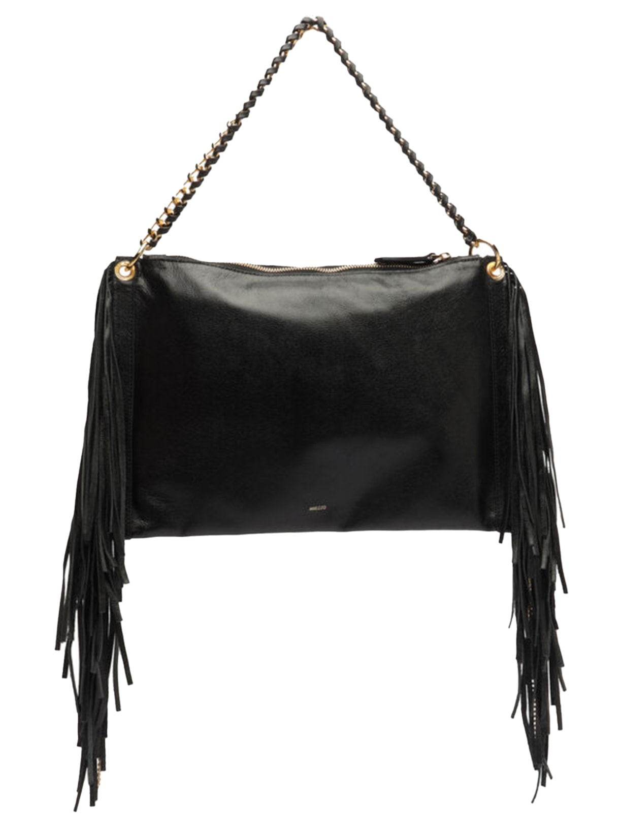 Bolsa Feminina Tiracolo Couro Grande Franjas Preto Arezzo