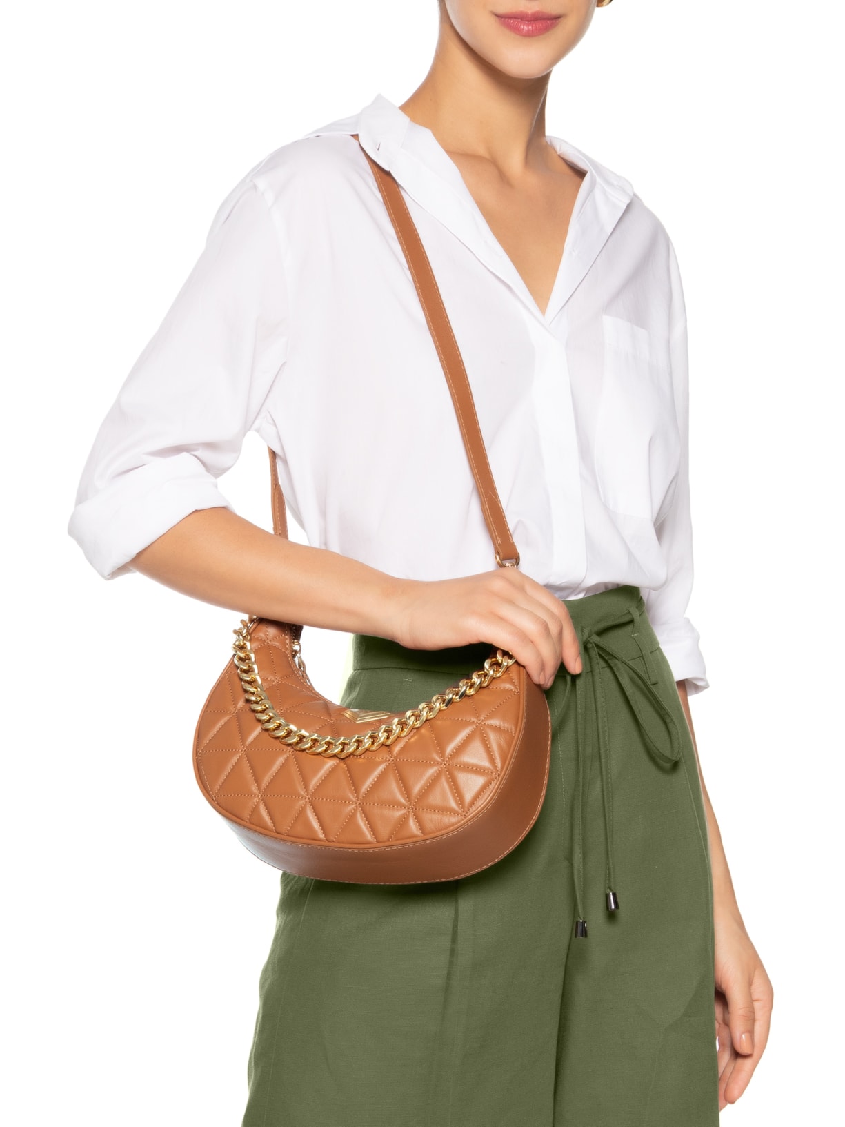 Bolsa Feminina Tiracolo Couro Matelassê Marrom Schutz