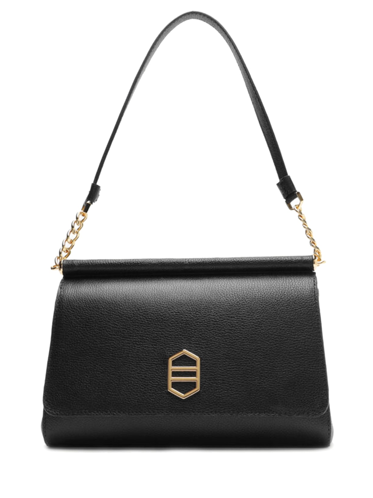 Bolsa Feminina Tiracolo Couro Média Alça Curta - Preto