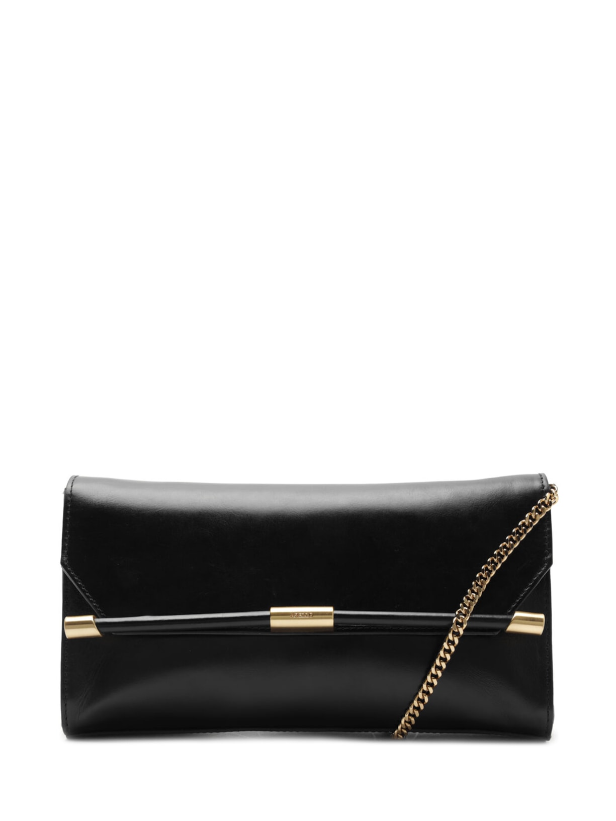 Bolsa Feminina Tiracolo Couro Média Corrente Metais Preto Arezzo