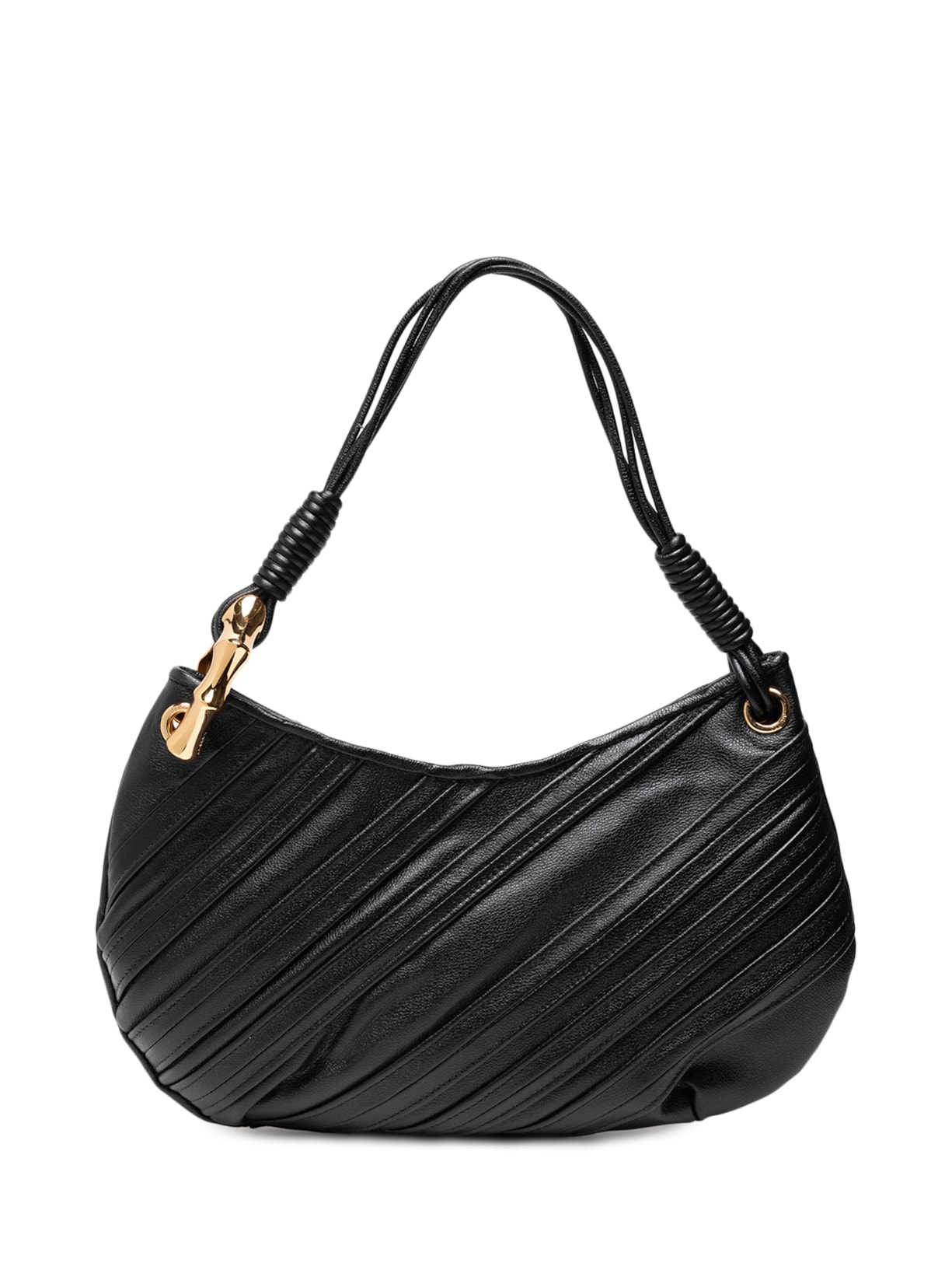 Bolsa Feminina Tiracolo Couro Média Costuras - Preto