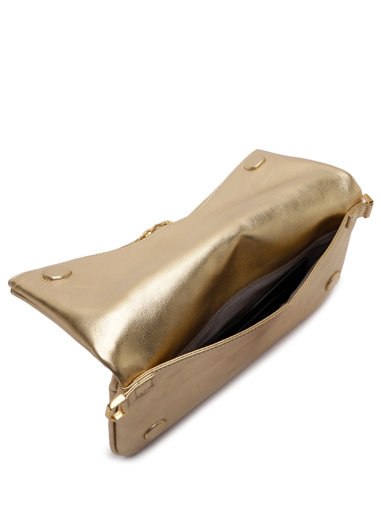 Bolsa Feminina Tiracolo Couro Média Dobrável Dourada Arezzo
