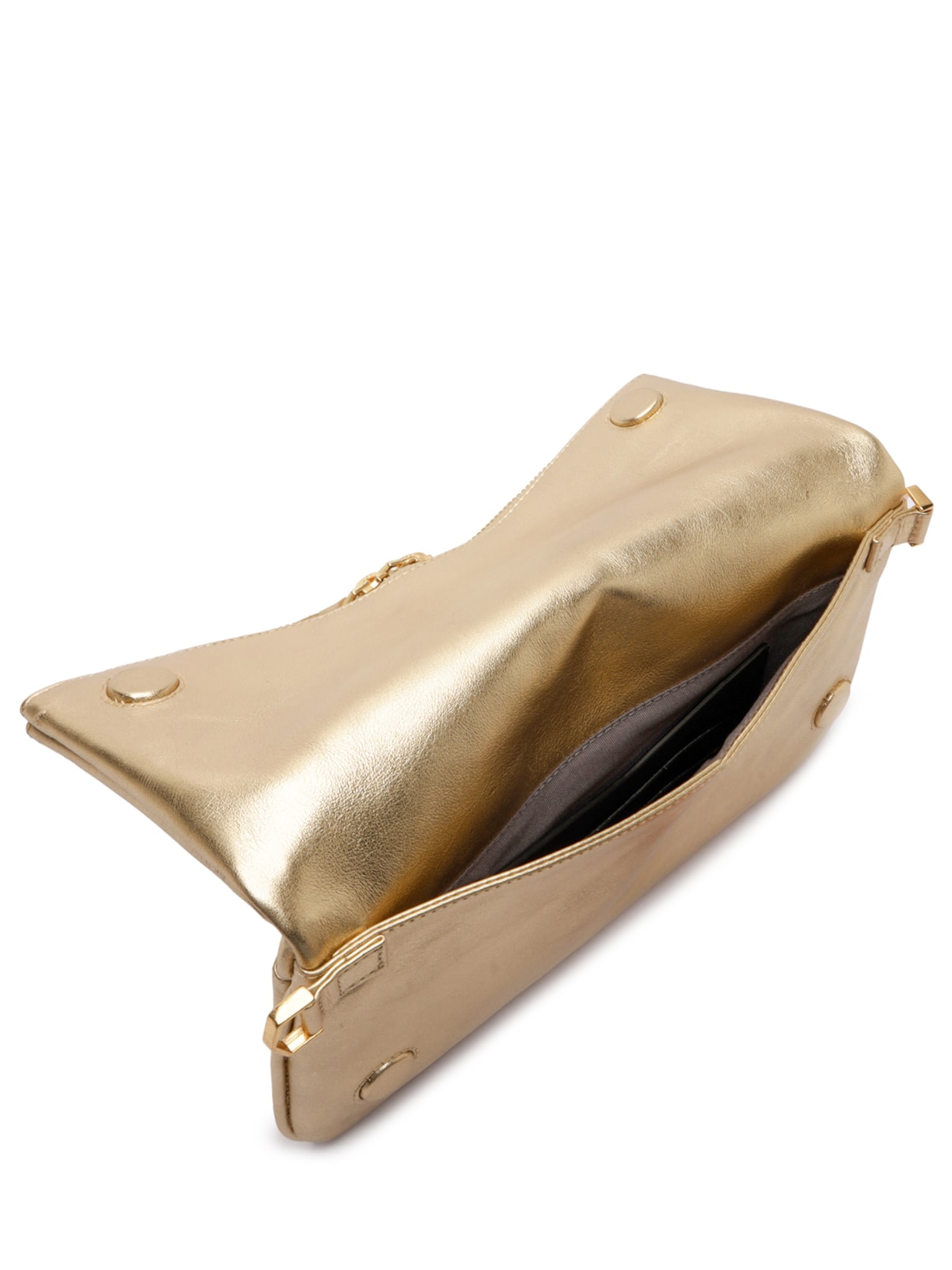 Bolsa Feminina Tiracolo Couro Média Dobrável Dourada Arezzo