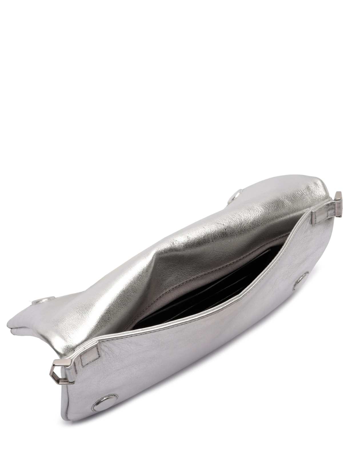 Bolsa Feminina Tiracolo Couro Média Dobrável Prateado Arezzo