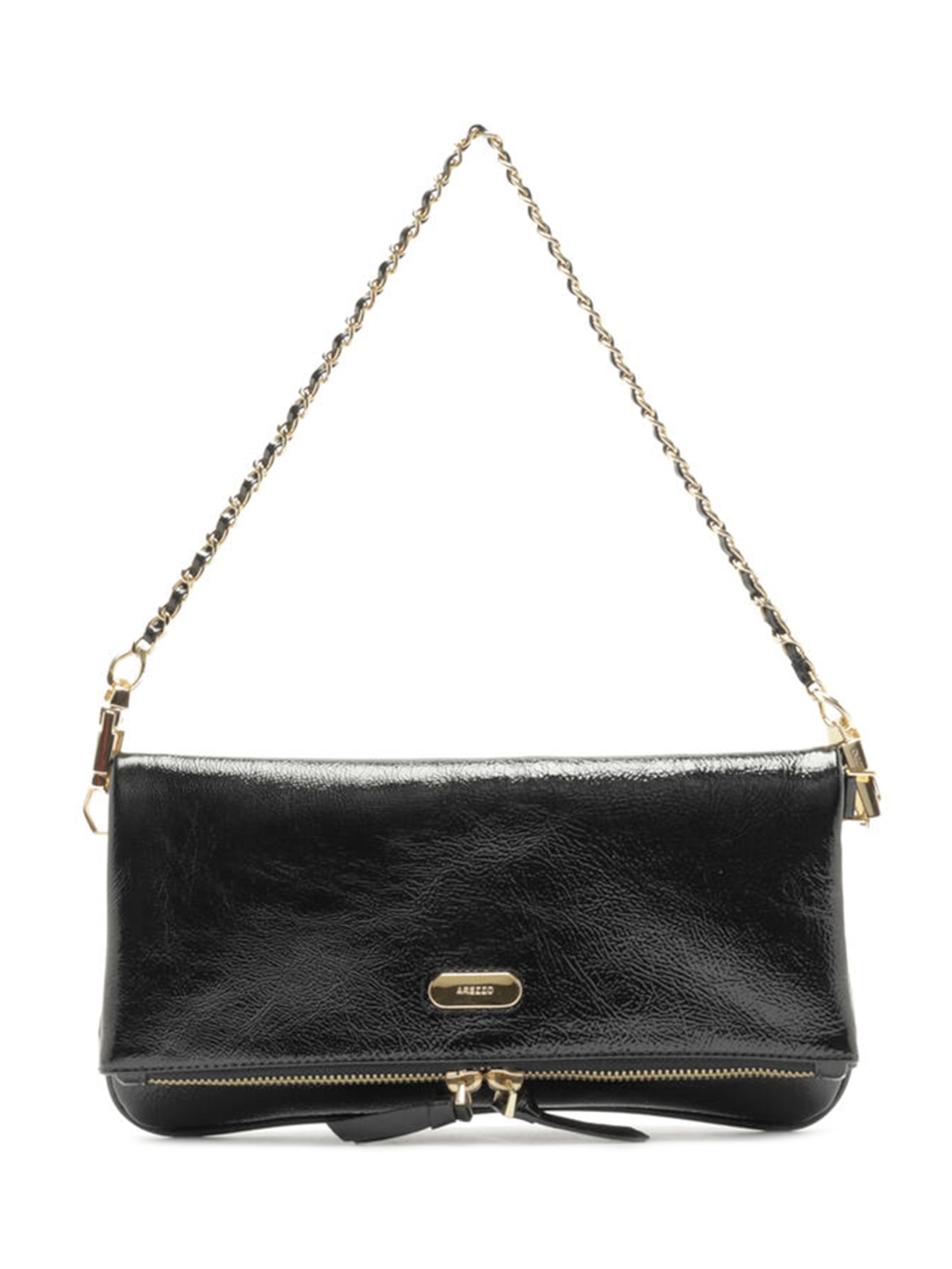 Bolsa Feminina Tiracolo Couro Média Dobrável Preto Arezzo