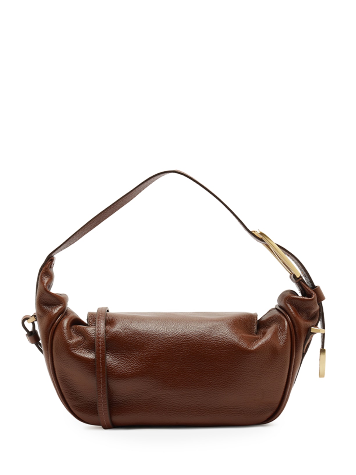 Bolsa Feminina Tiracolo Couro Média Metais Dourados Marrom Arezzo