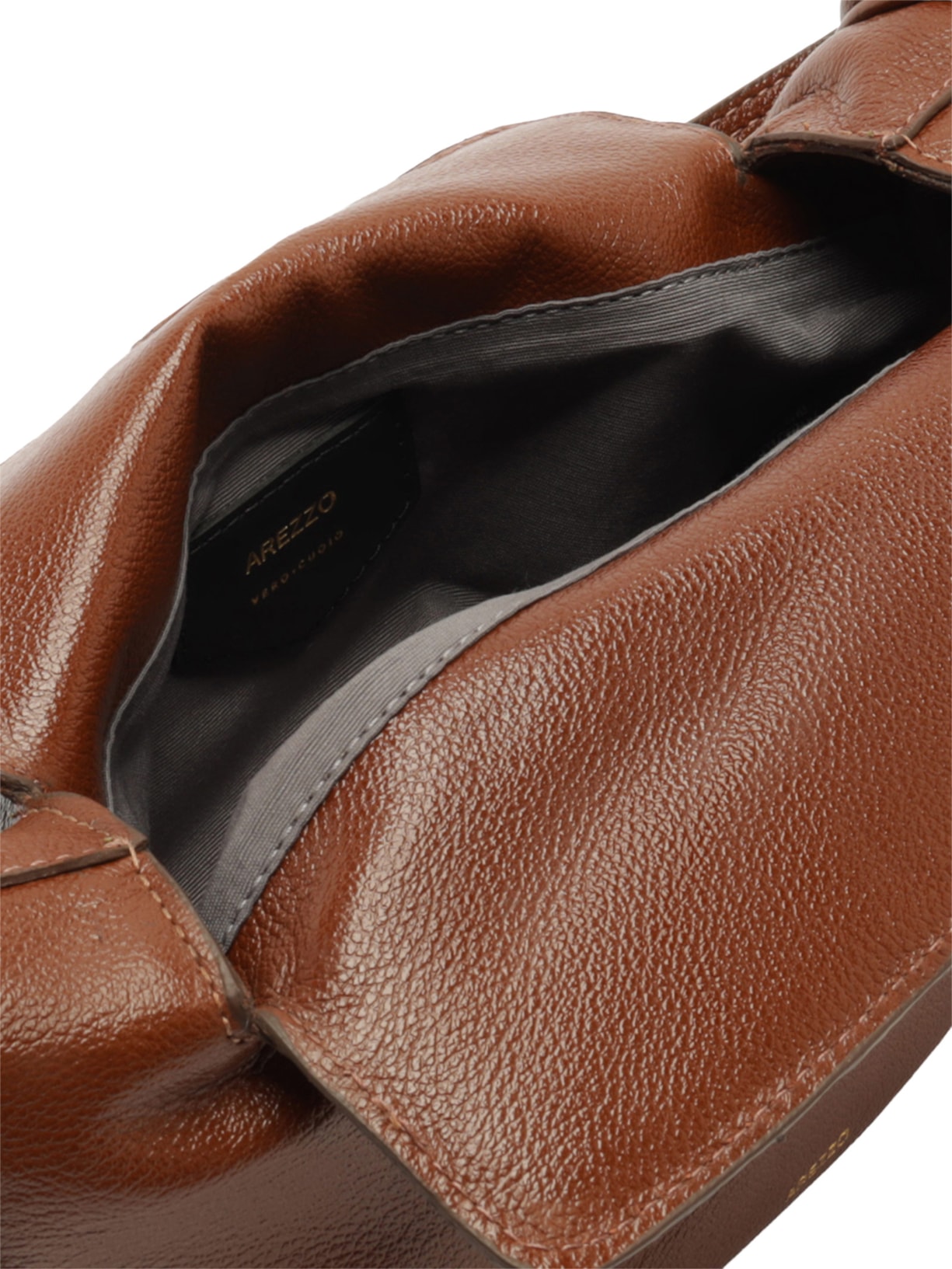 Bolsa Feminina Tiracolo Couro Média Metais Dourados Marrom Arezzo