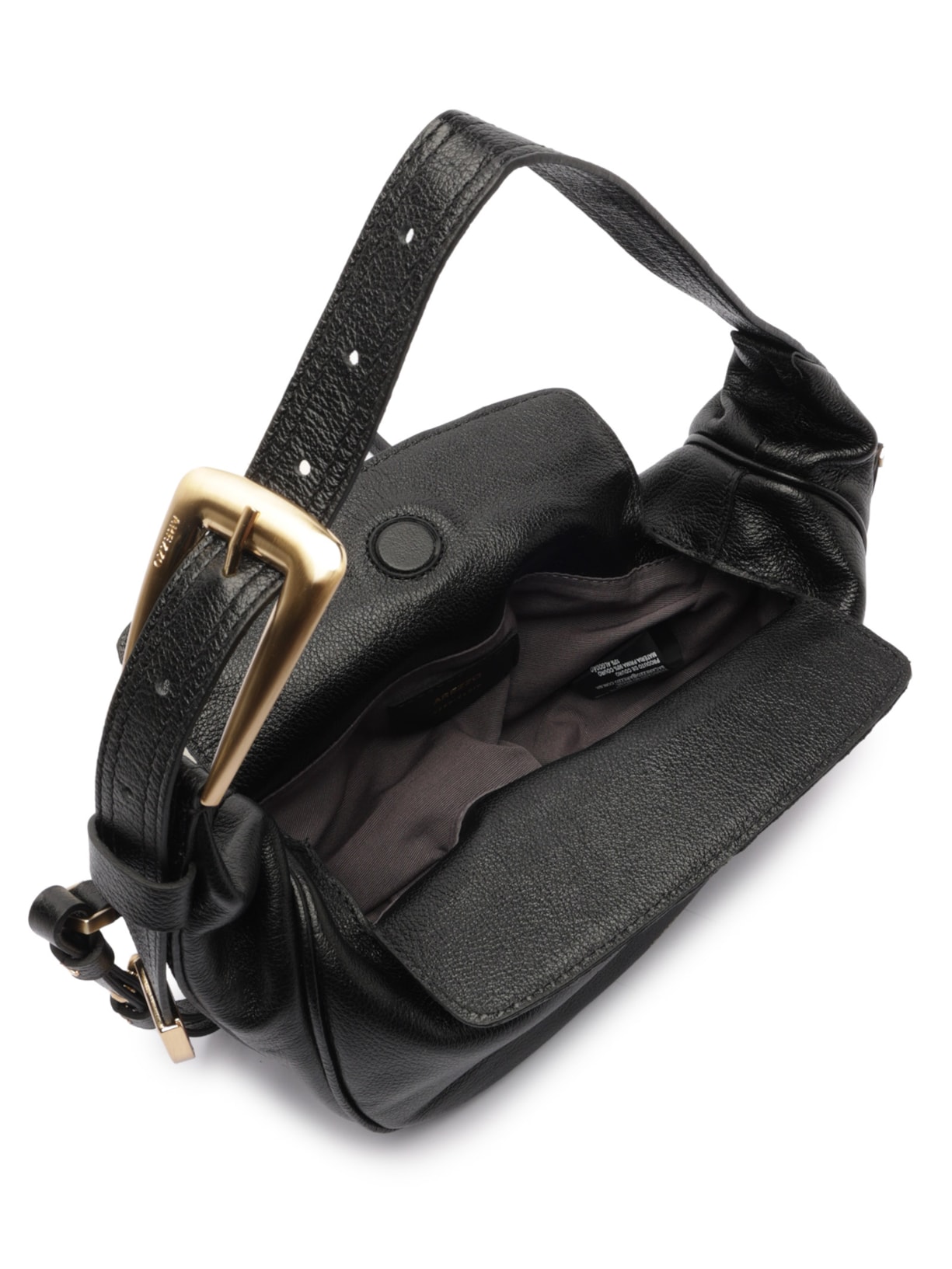 Bolsa Feminina Tiracolo Couro Média Metais Dourados Preto Arezzo