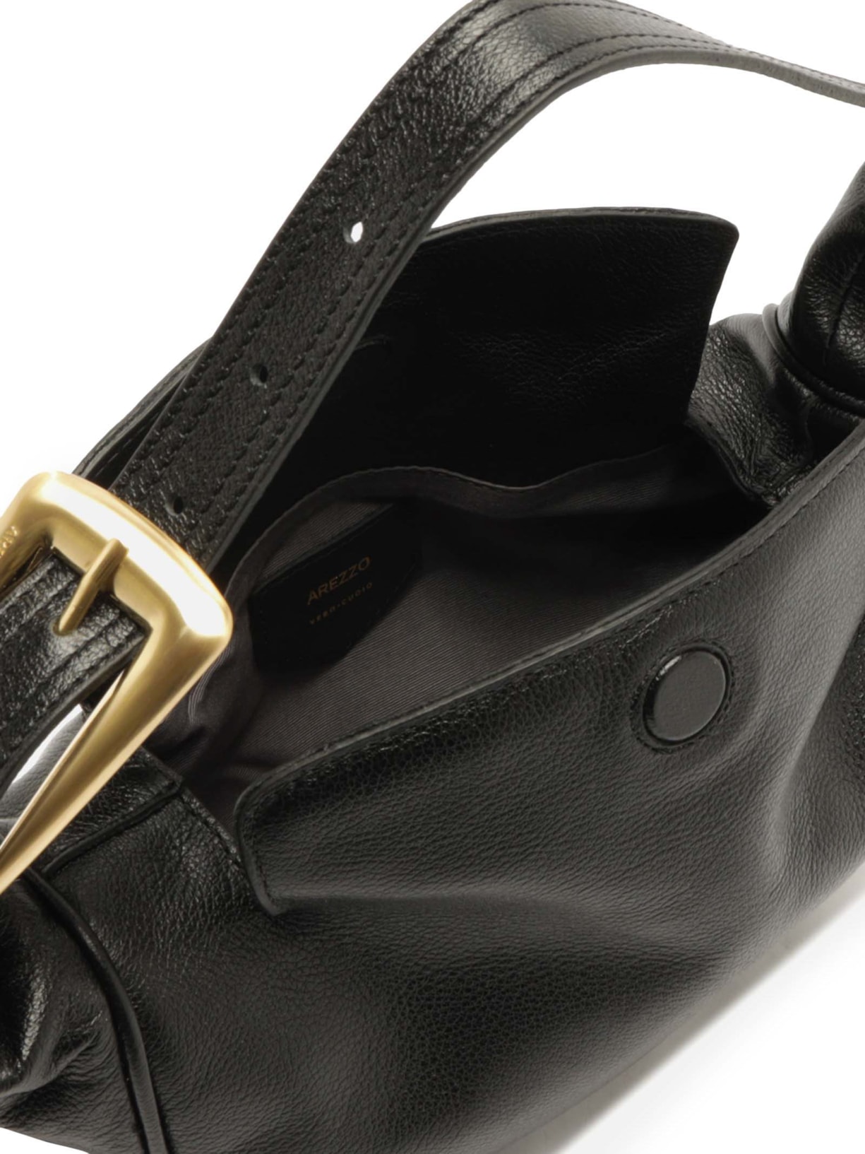 Bolsa Feminina Tiracolo Couro Média Metais Dourados Preto Arezzo