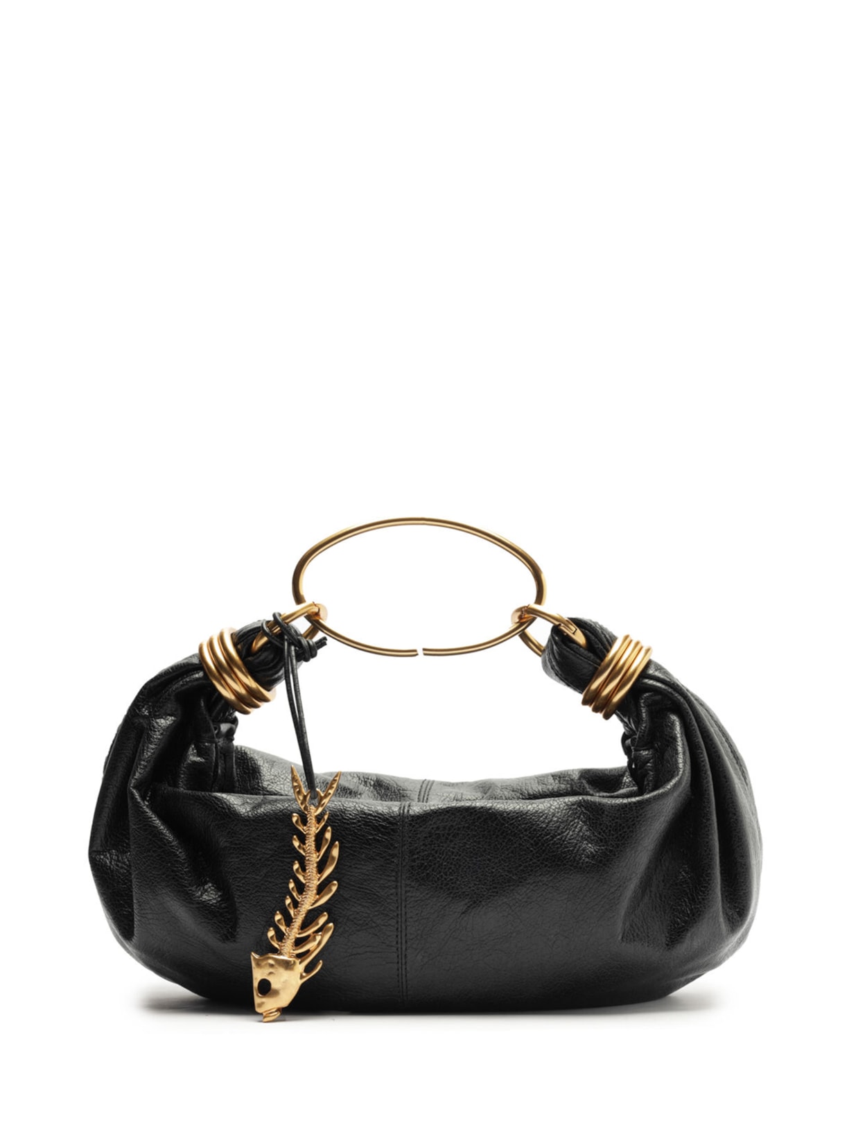 Bolsa Feminina Tiracolo Couro Média Metais - Preto