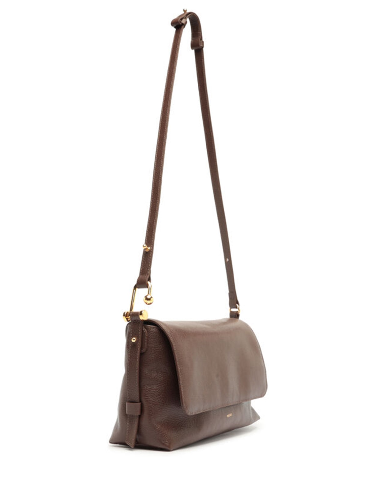 Bolsa Feminina Tiracolo Couro Média Metal Alça Marrom Arezzo