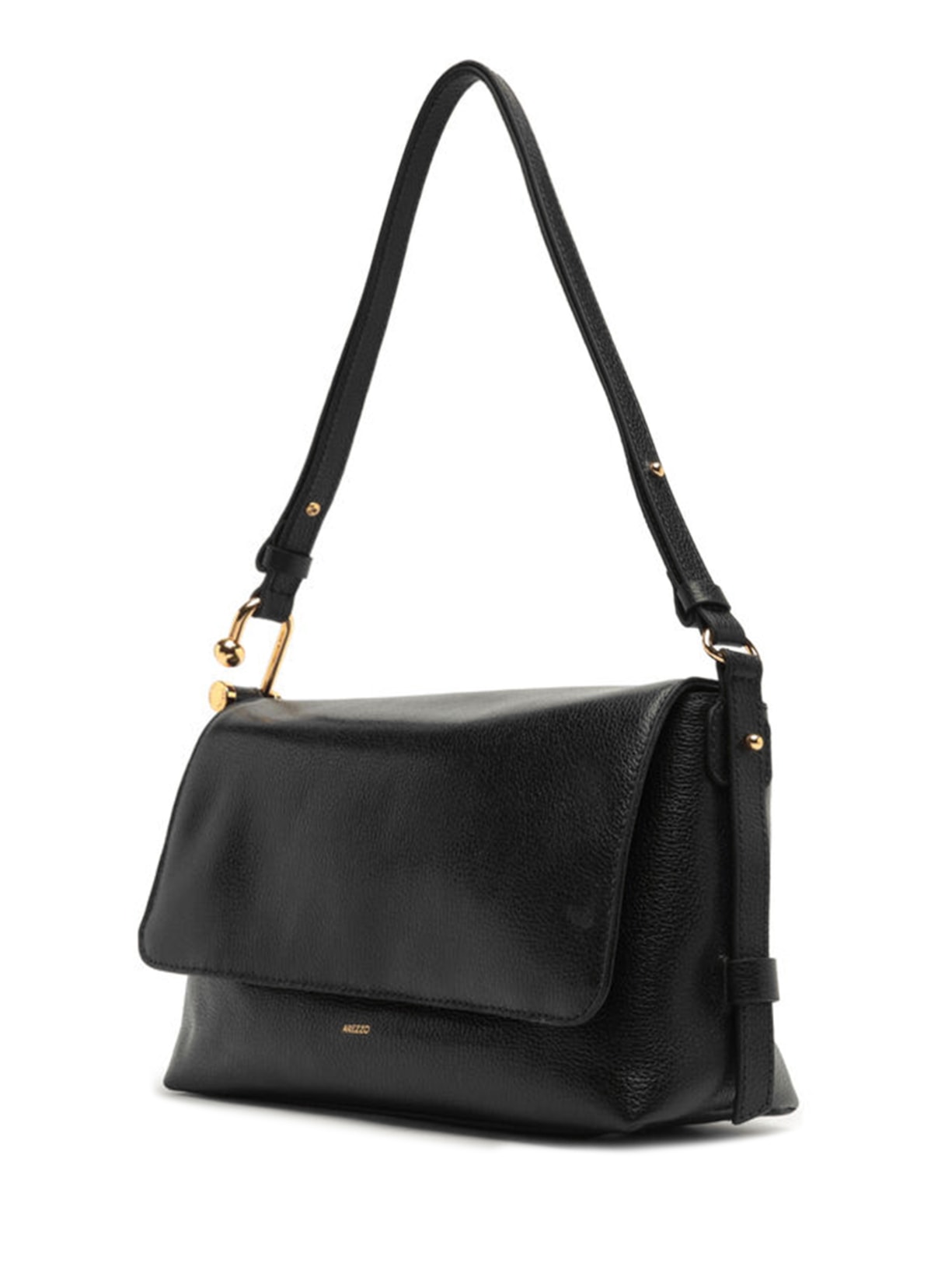 Bolsa Feminina Tiracolo Couro Média Metal Alça Preto Arezzo