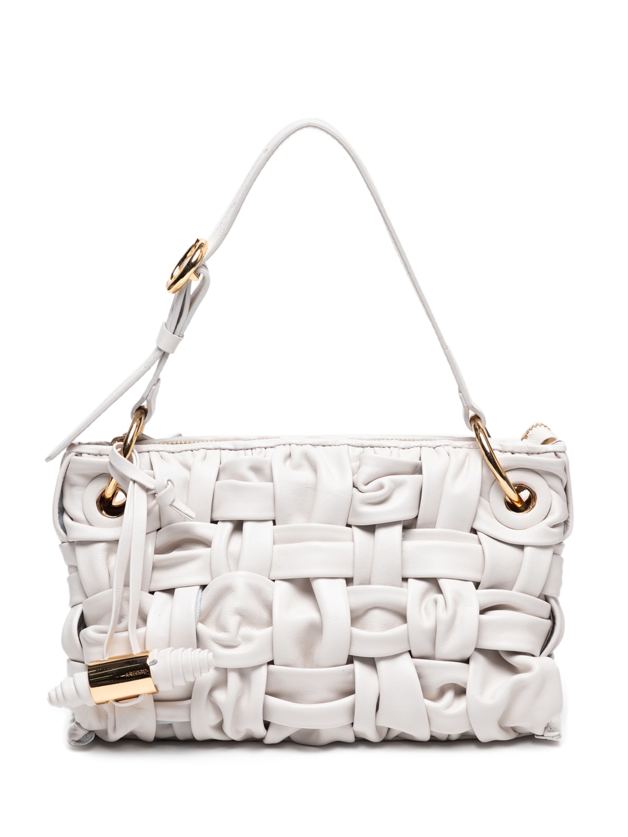 Bolsa Feminina Tiracolo Couro Média Tressê Maxi - Off White