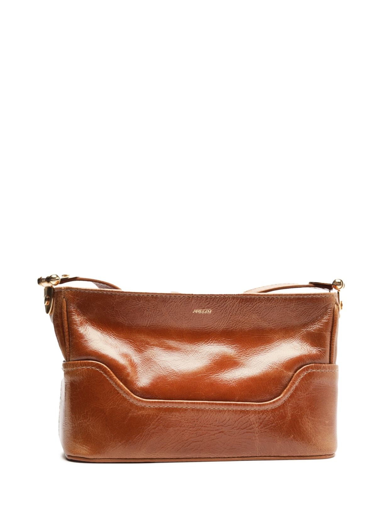 Bolsa Feminina Tiracolo Couro Natural Pequena Metais - Marrom