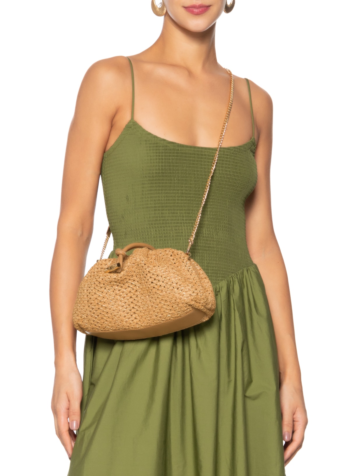 Bolsa Feminina Tiracolo Couro Palha Isla Média Bege Arezzo + Isla