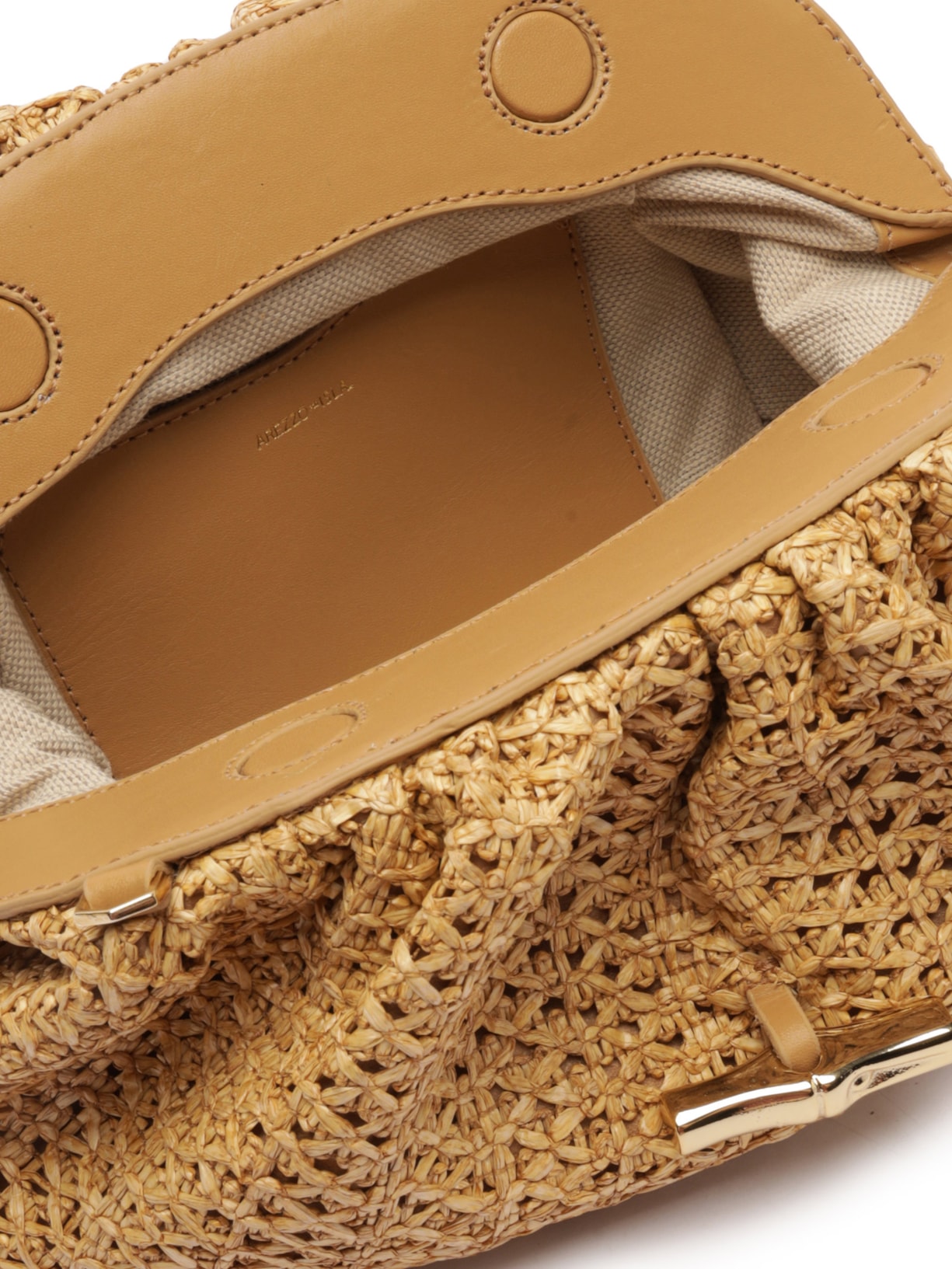 Bolsa Feminina Tiracolo Couro Palha Isla Média Bege Arezzo + Isla