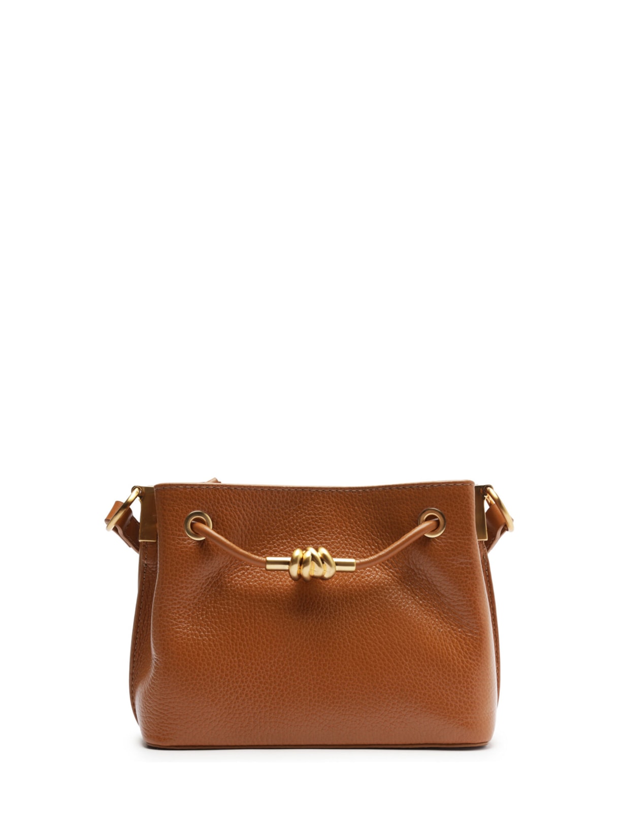 Bolsa Feminina Tiracolo Couro Pequena Nó Metal - Marrom