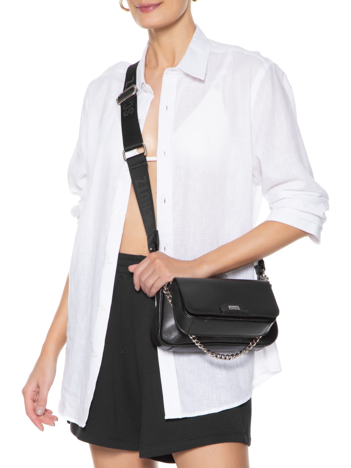 Bolsa Feminina Tiracolo Couro Preto Schutz