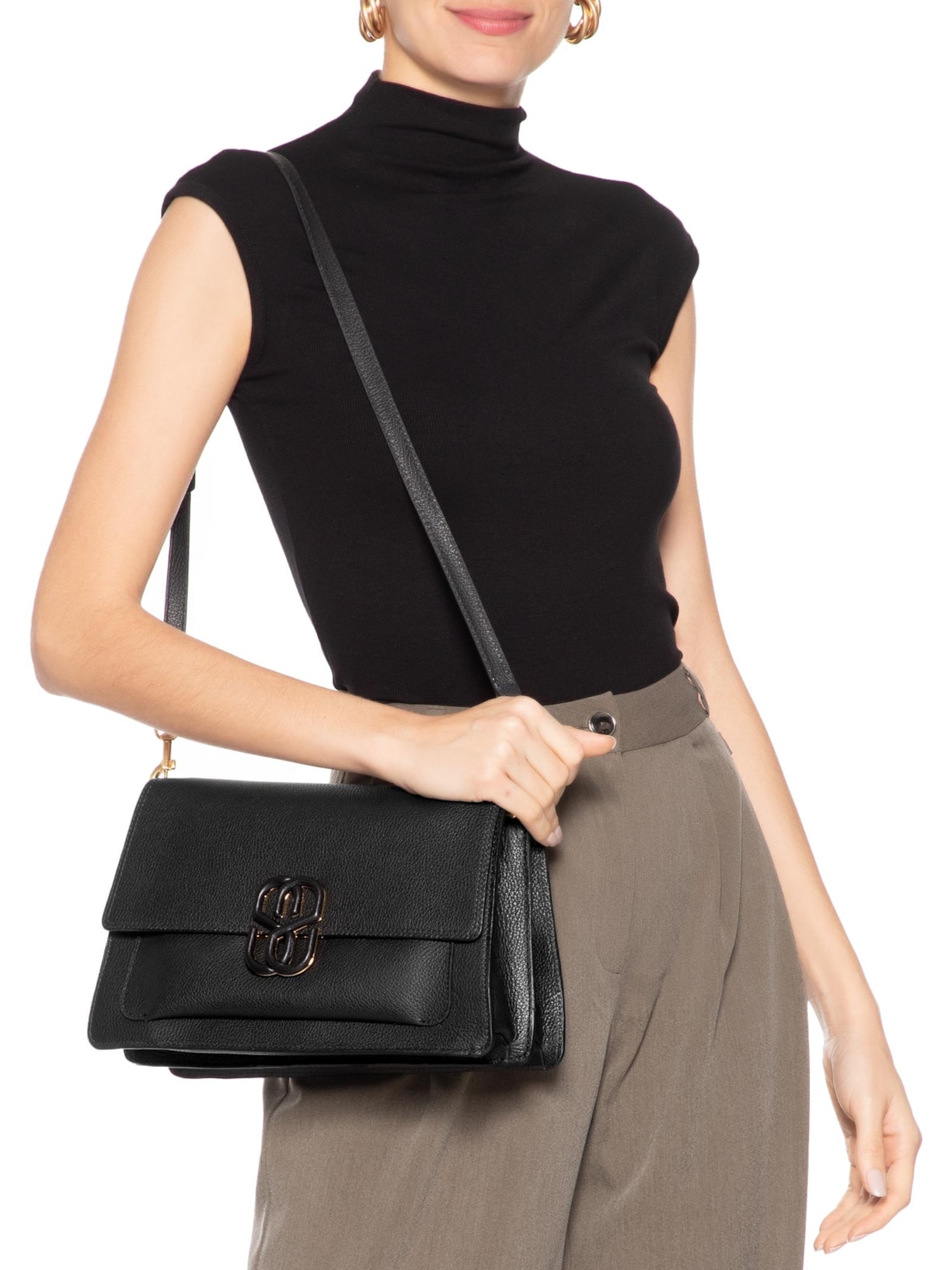 Bolsa Feminina Tiracolo Couro Preto Schutz