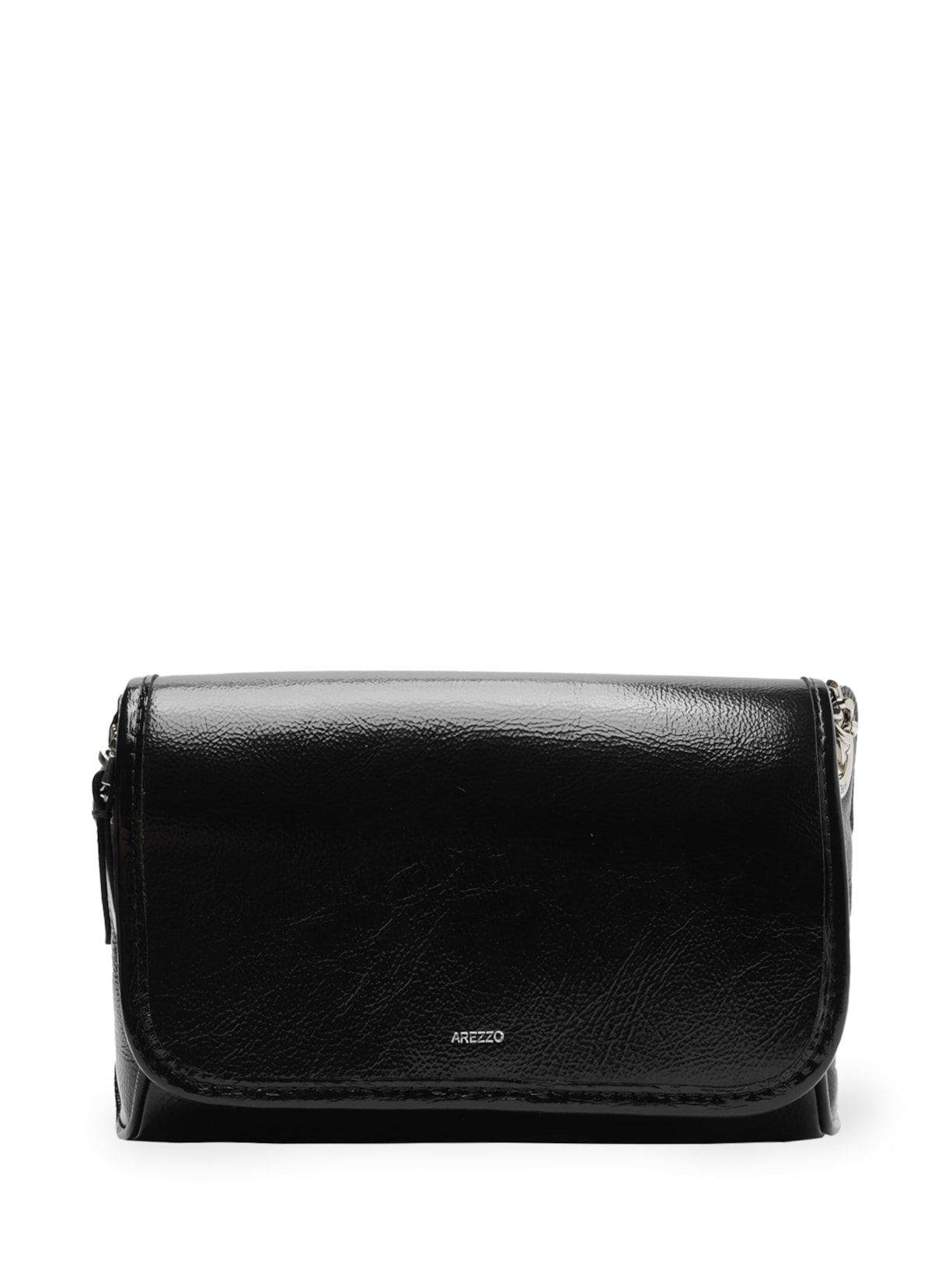 Bolsa Feminina Tiracolo Couro Shine Média - Preto