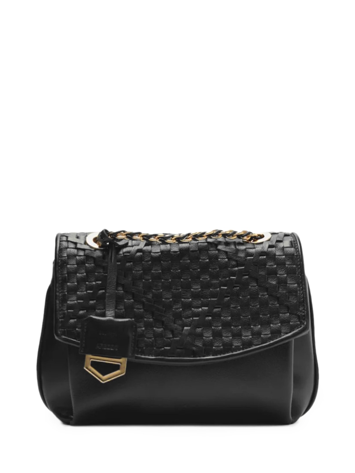 Bolsa Feminina Tiracolo Couro Tressê Cruzado Pequena - Preto