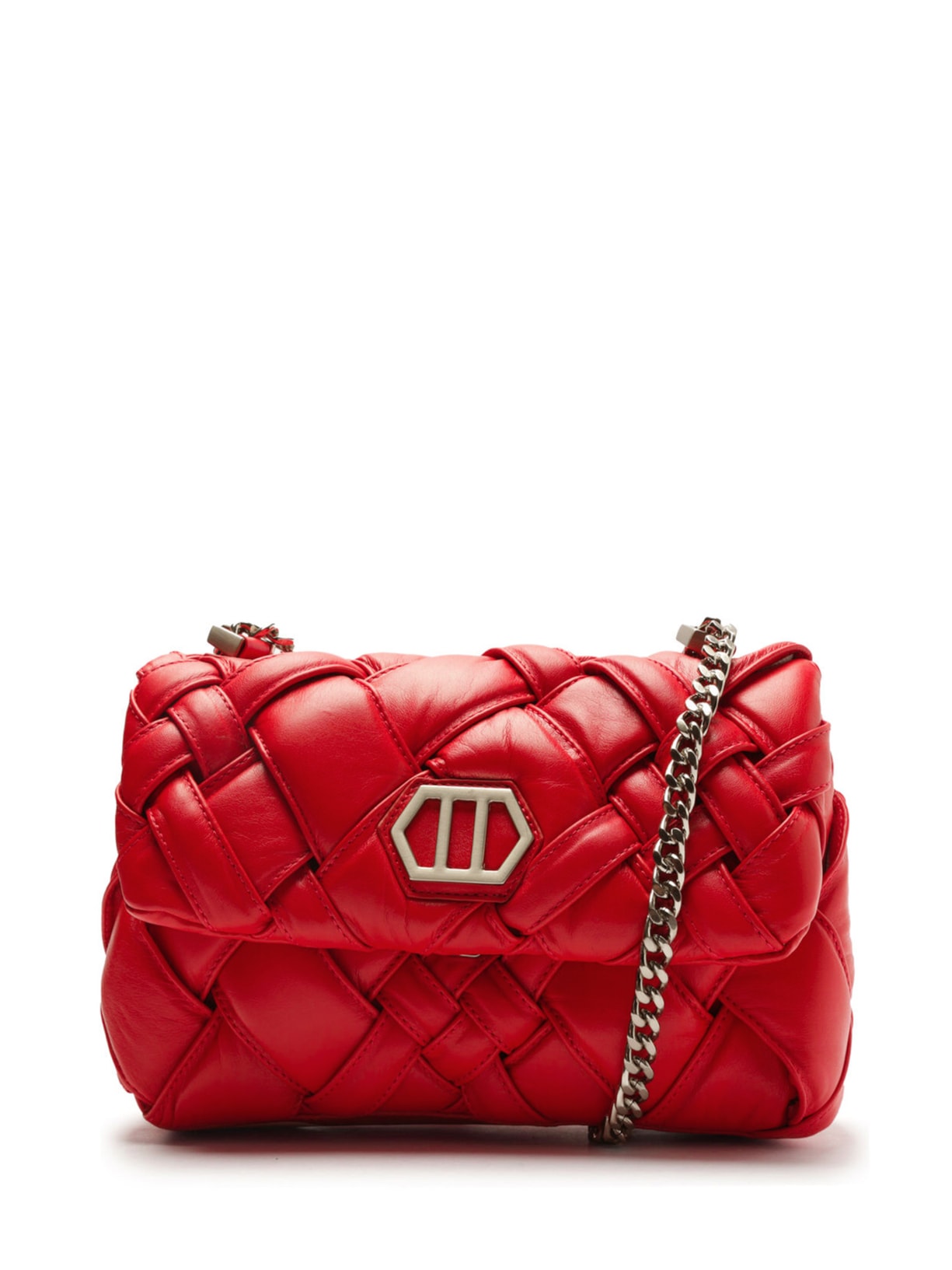 Bolsa Feminina Tiracolo Couro Tressê Média - Vermelho