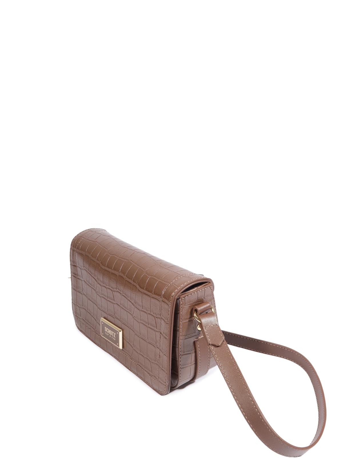 Bolsa Feminina Tiracolo Croco Marrom Schutz