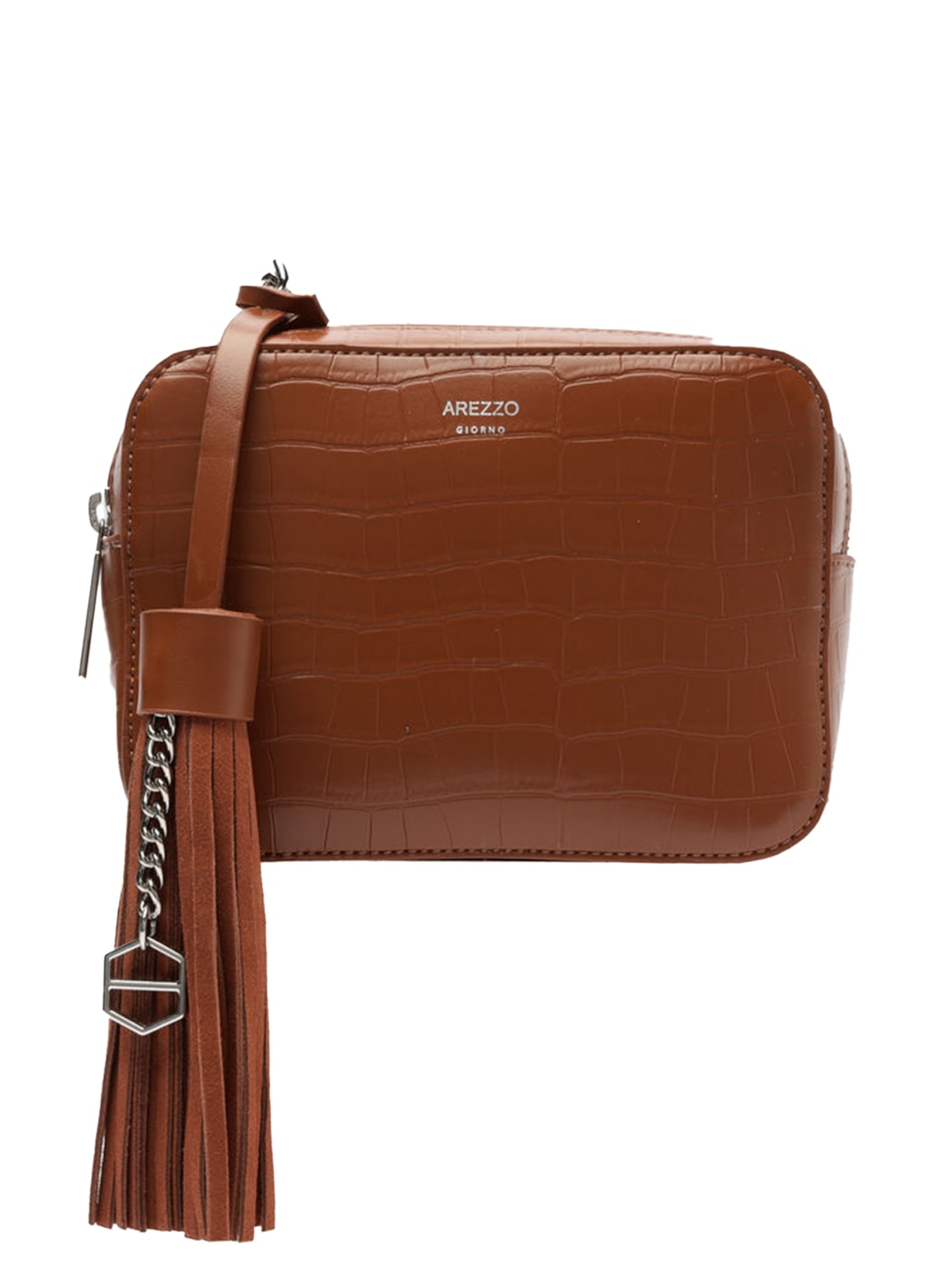 Bolsa Feminina Tiracolo Croco Pequena Barbicacho - Marrom