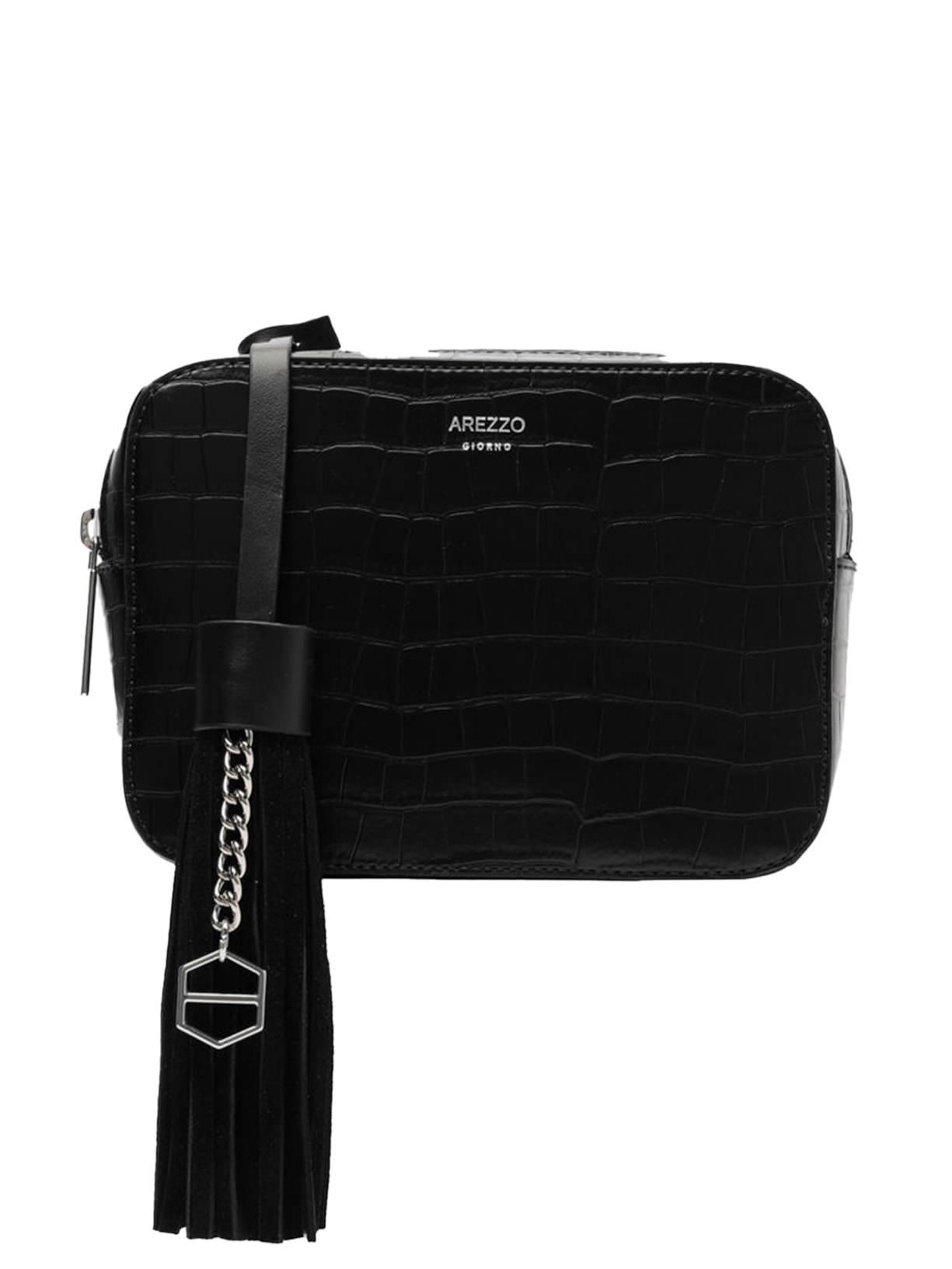 Bolsa Feminina Tiracolo Croco Pequena Barbicacho - Preto