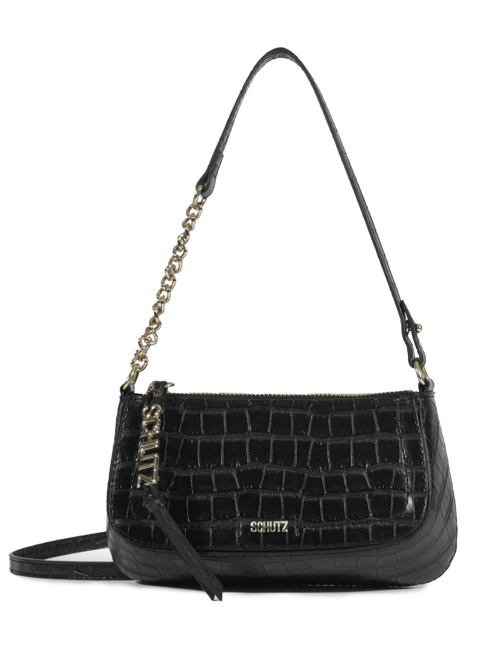 Schutz - Bolsa Feminina Tiracolo Maeve Croco - Preto