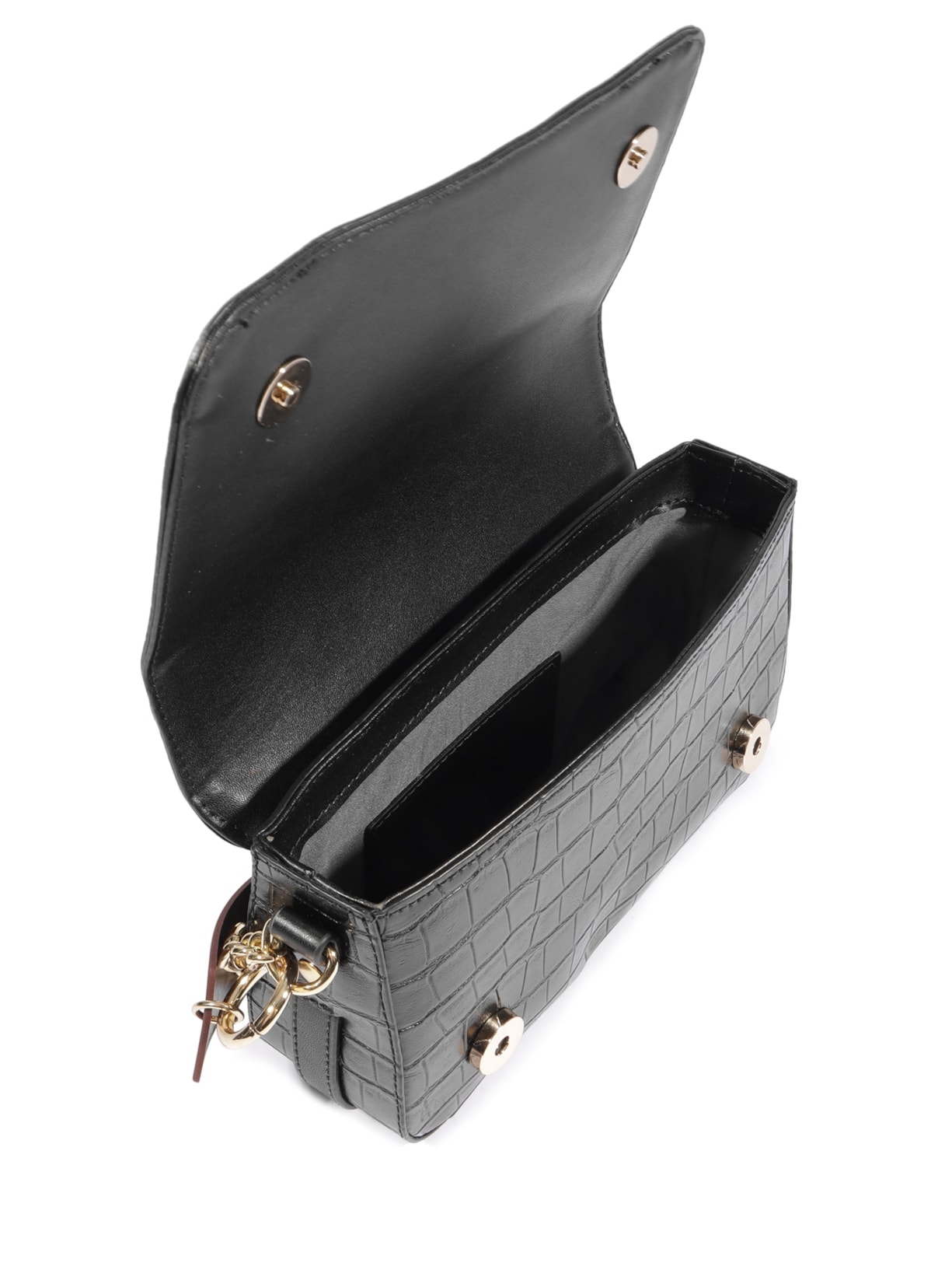 Bolsa Feminina Tiracolo Croco Preto Schutz