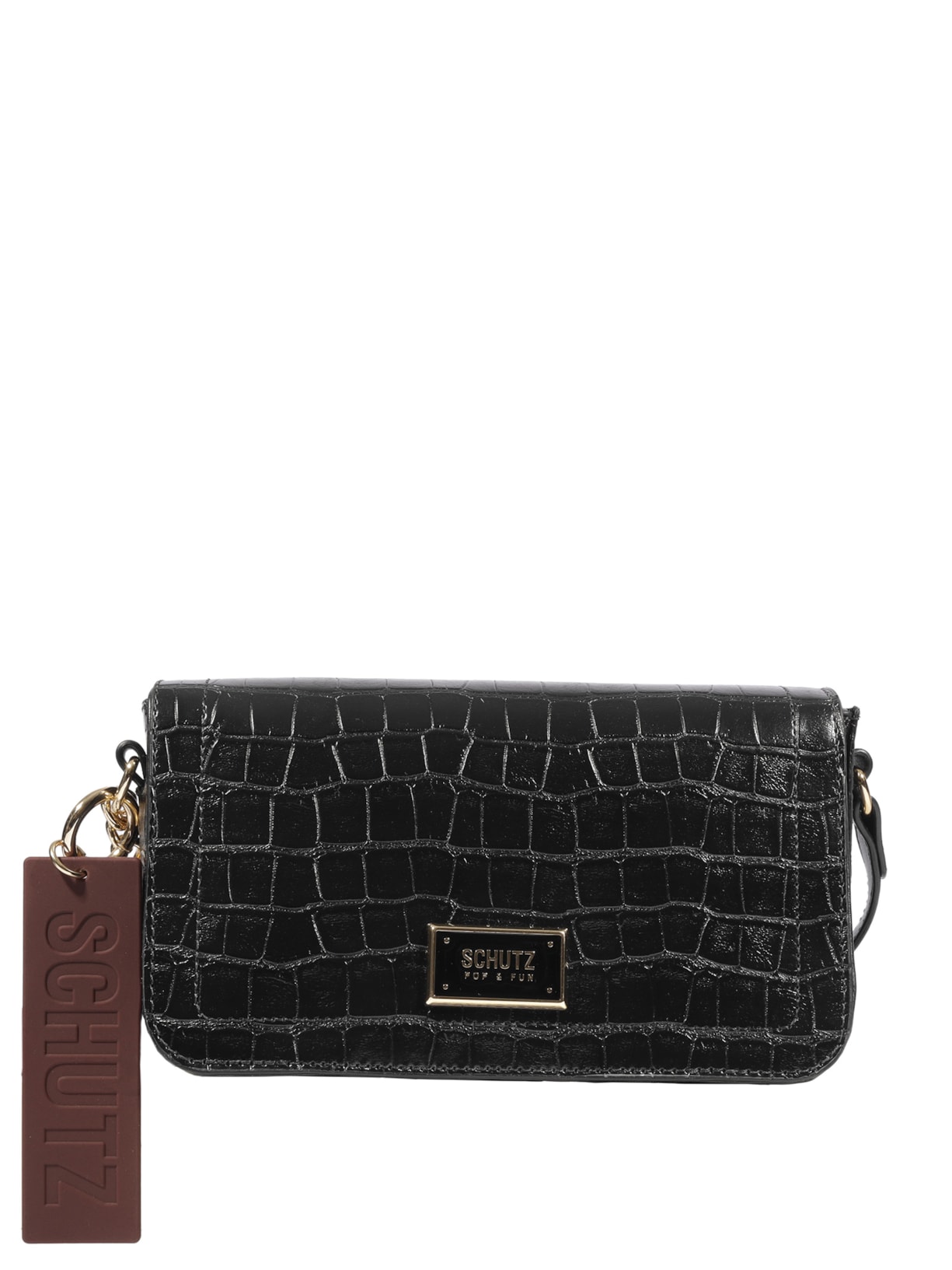 Bolsa Feminina Tiracolo Croco Preto Schutz